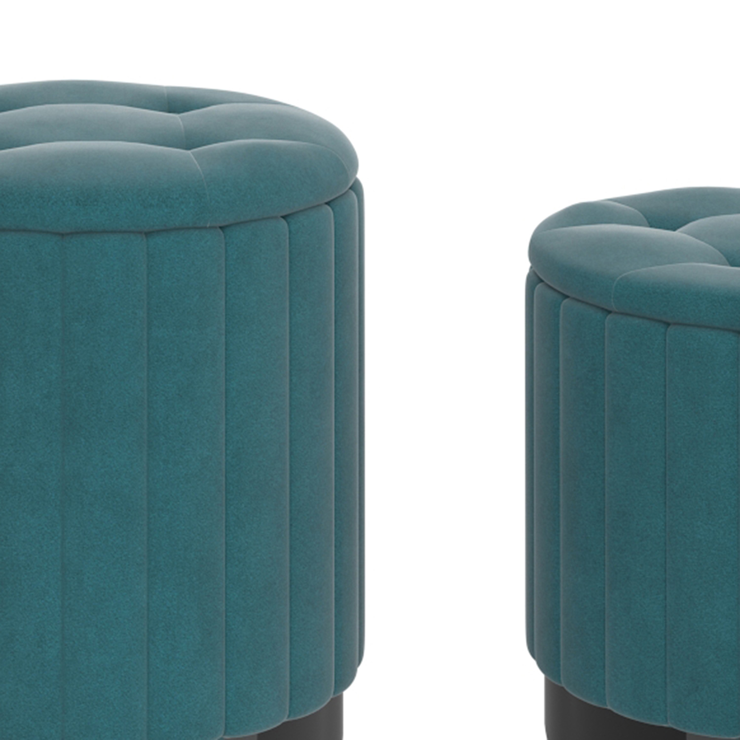 Worldwide Tobi Round Storage Ottoman Set of 3 - Teal/Black