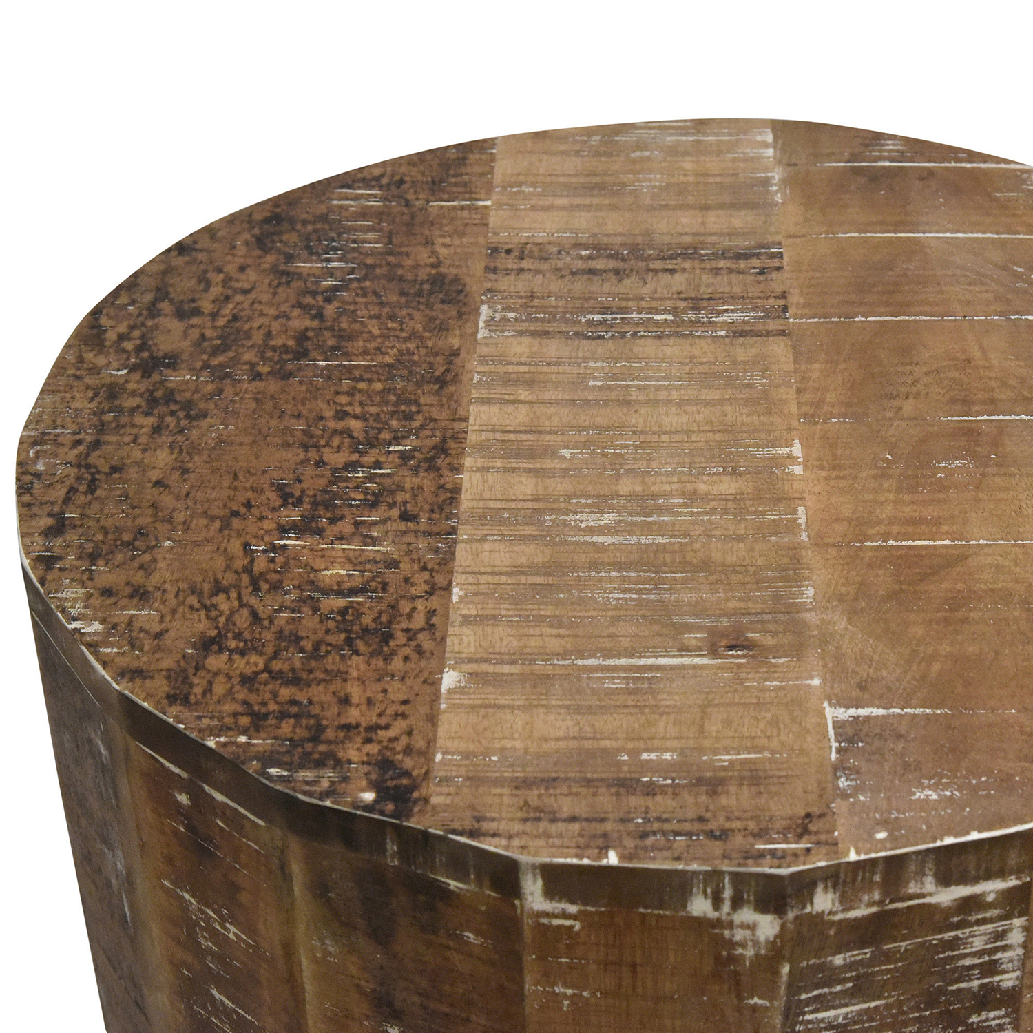 Worldwide Eva Round Accent Table - Distressed Natural