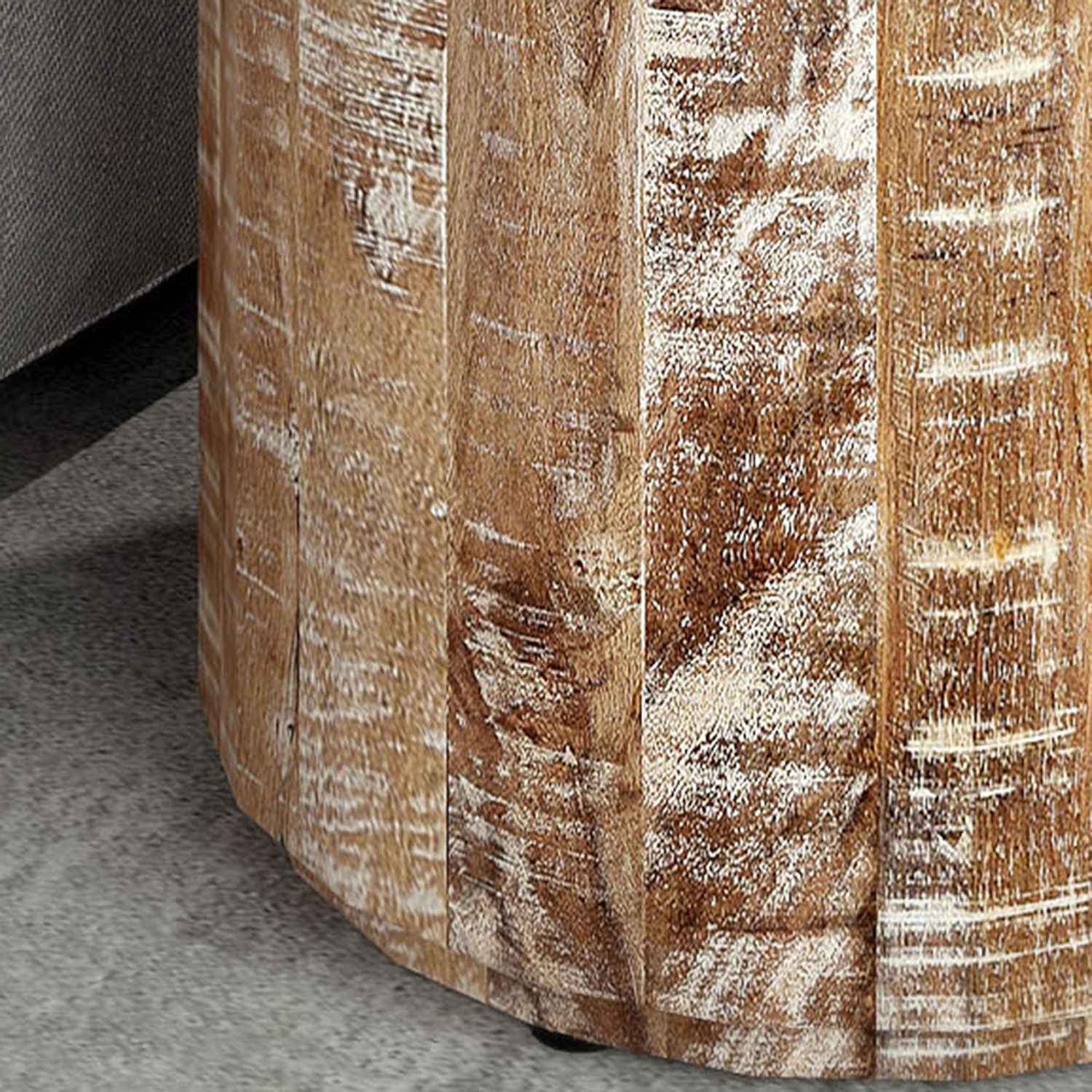 Worldwide Eva Round Accent Table - Distressed Natural