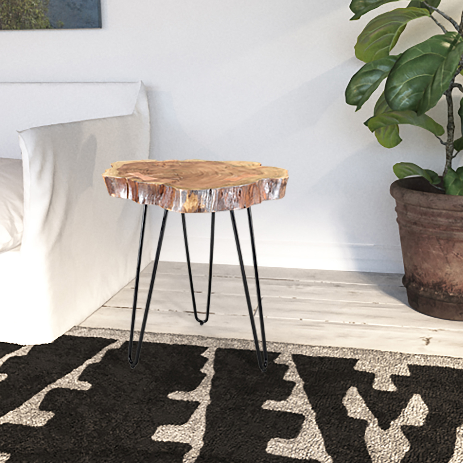 Worldwide - Nila Accent Table in Natural/Black