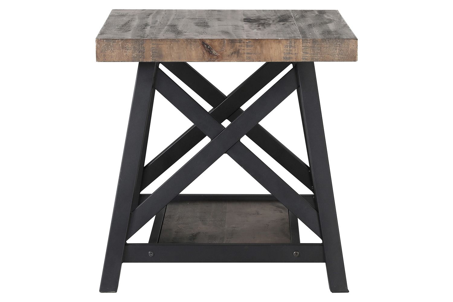 Worldwide - Langport Accent Table in Rustic Oak/Black