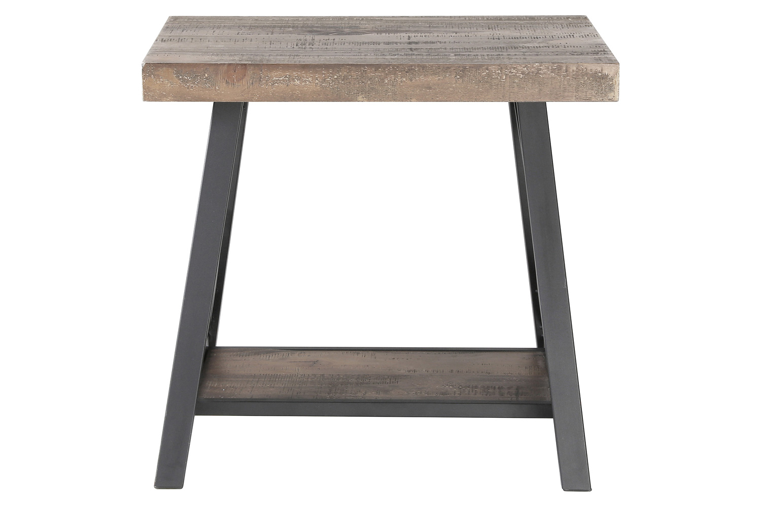 Worldwide - Langport Accent Table in Rustic Oak/Black