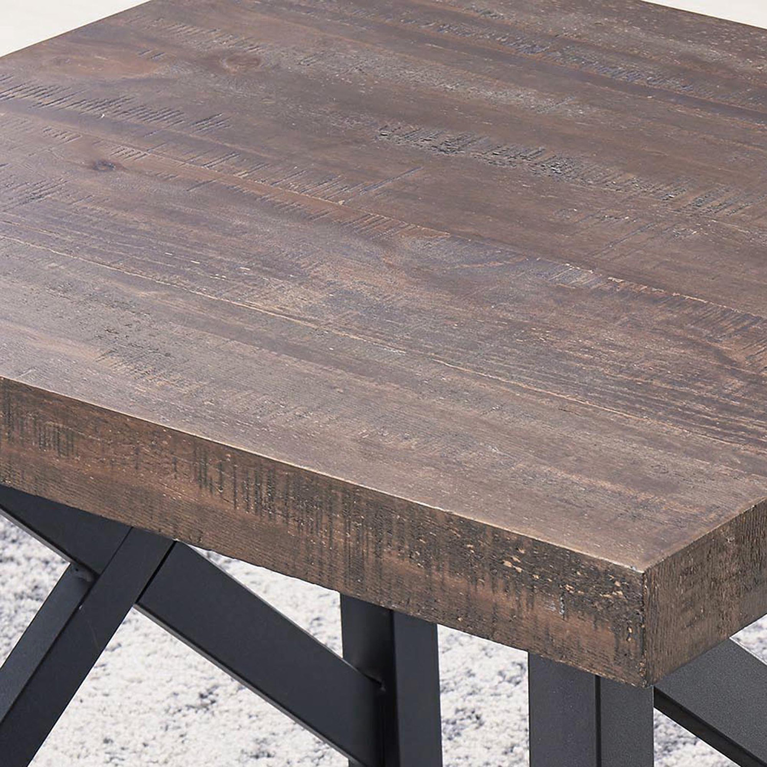 Worldwide - Langport Accent Table in Rustic Oak/Black