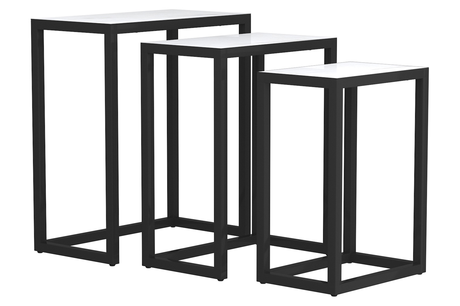 Worldwide Manav Accent Table Set of 3 - Black/Faux Marble