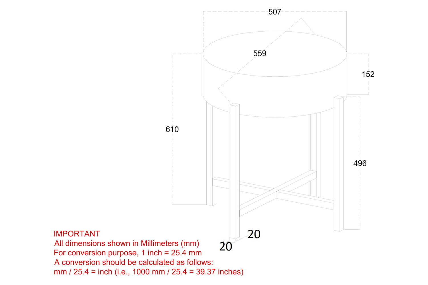 Worldwide Blox Round Accent Table - Gray/Black