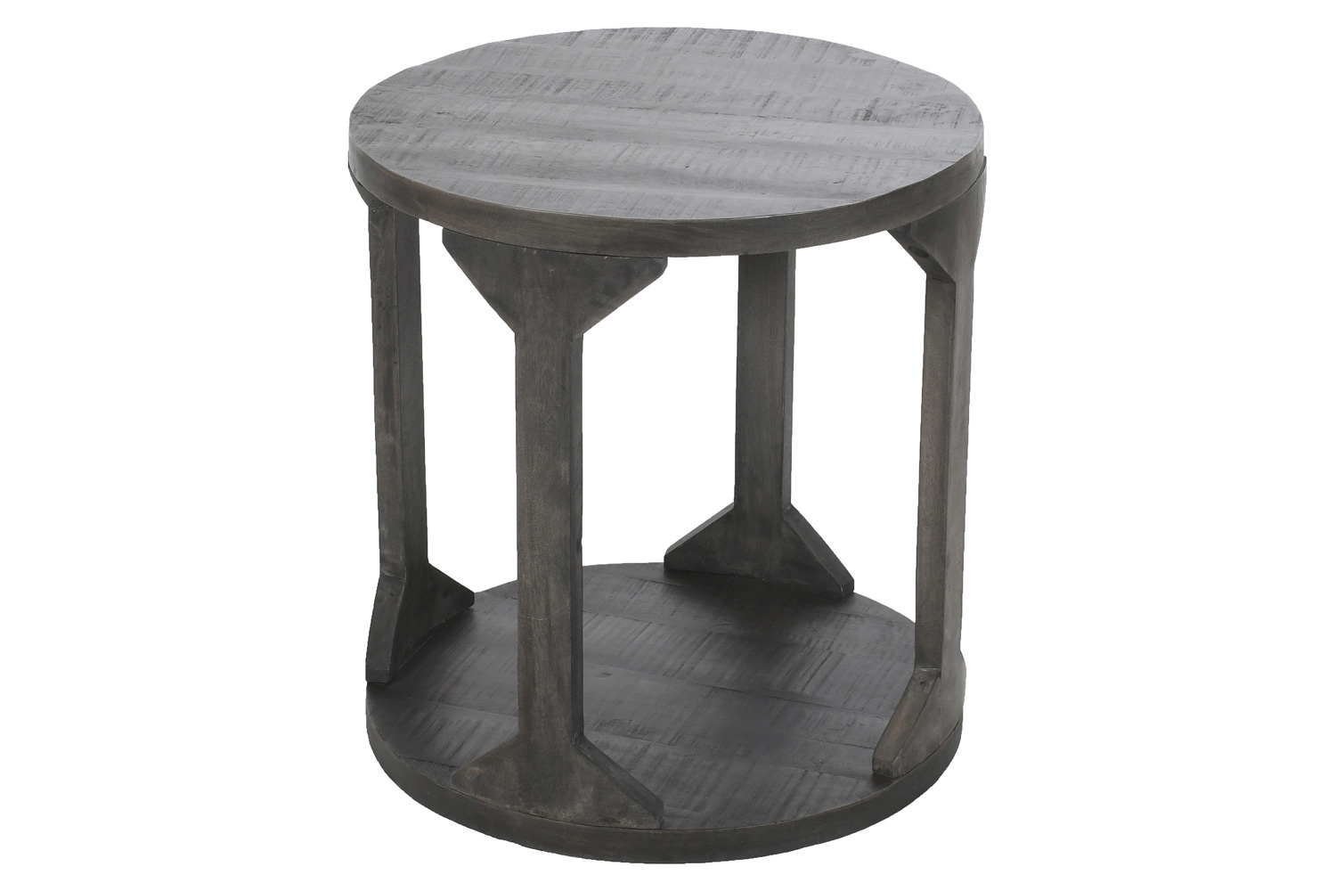 Worldwide Avni Round Accent Table - Distressed Gray