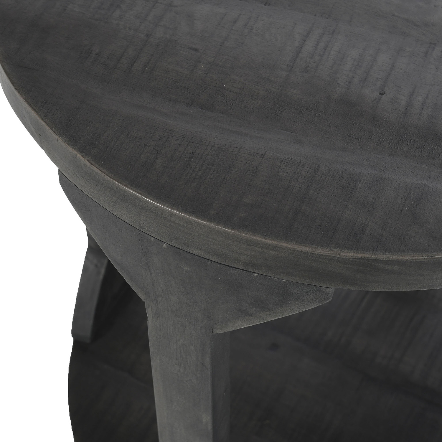 Worldwide Avni Round Accent Table - Distressed Gray