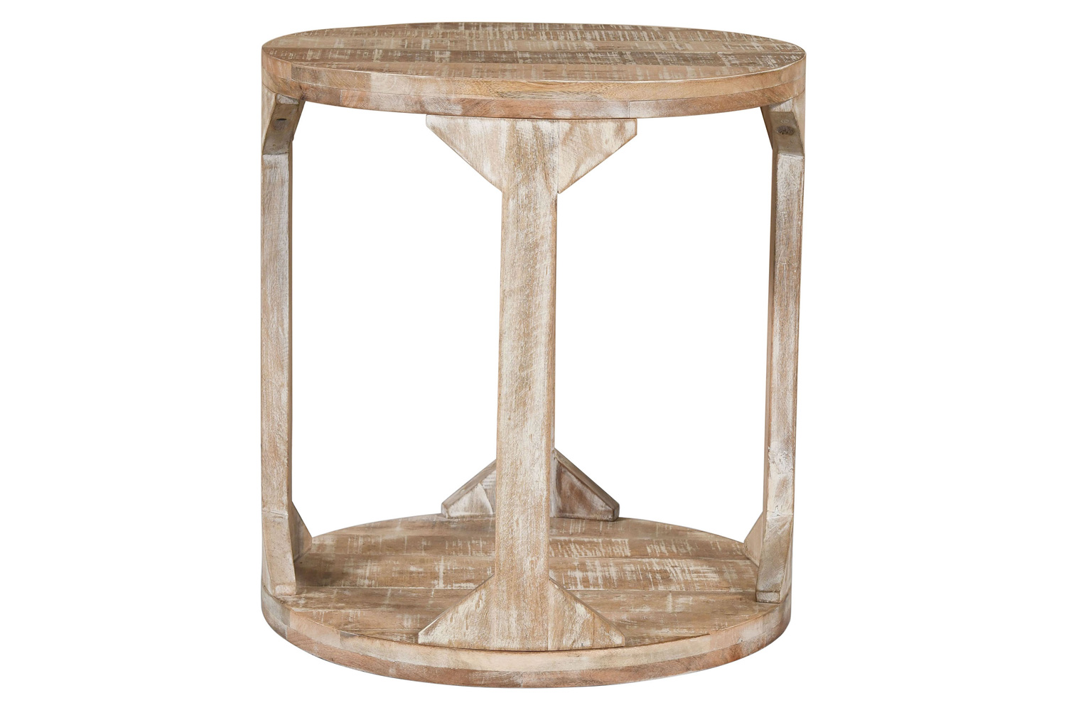 Worldwide Avni Round Accent Table - Distressed Natural