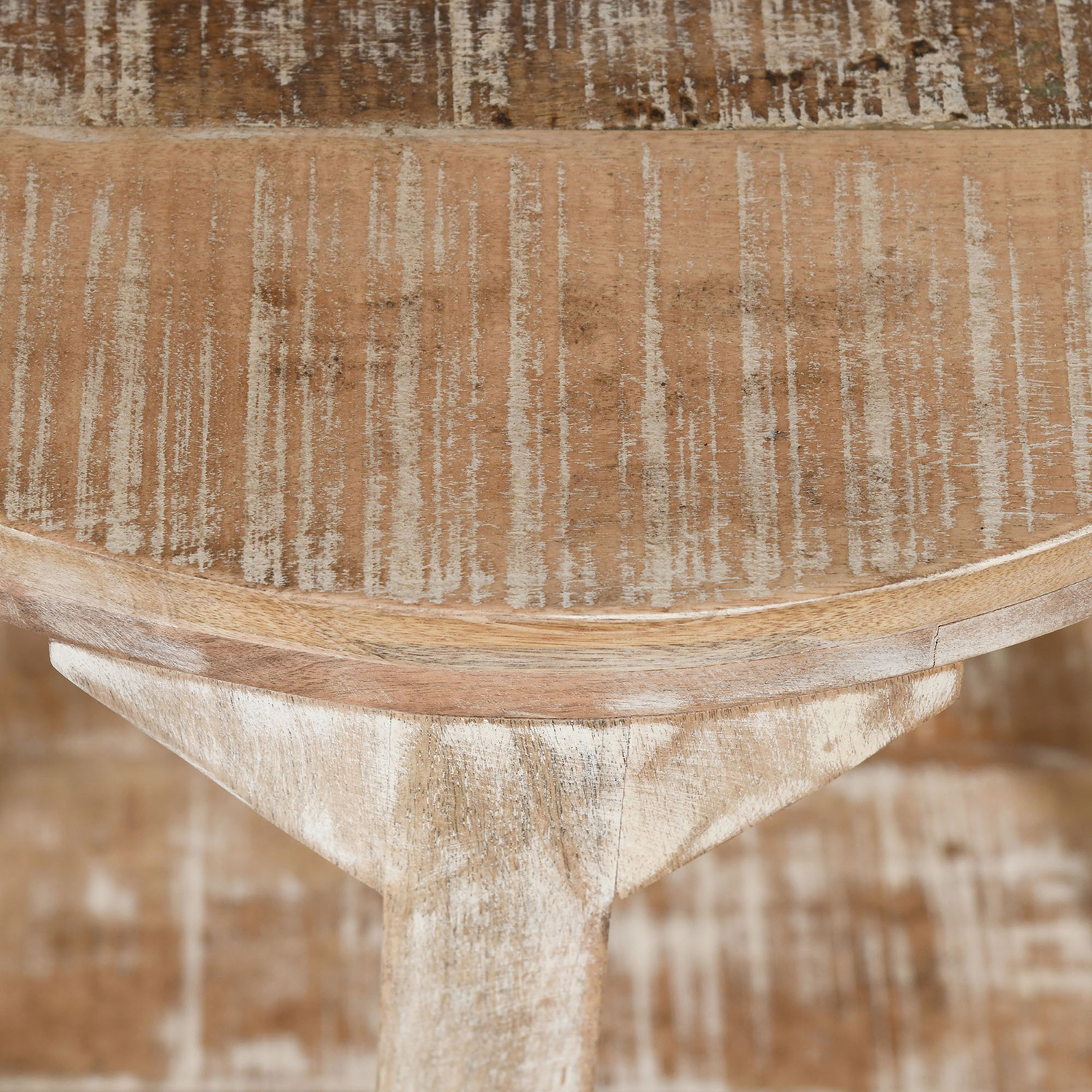 Worldwide Avni Round Accent Table - Distressed Natural