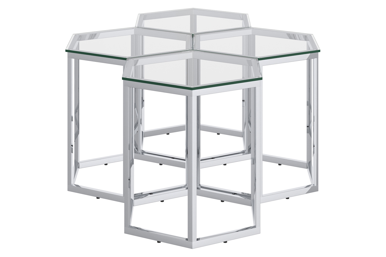 Worldwide Fleur Accent Table Set of 4 - Silver