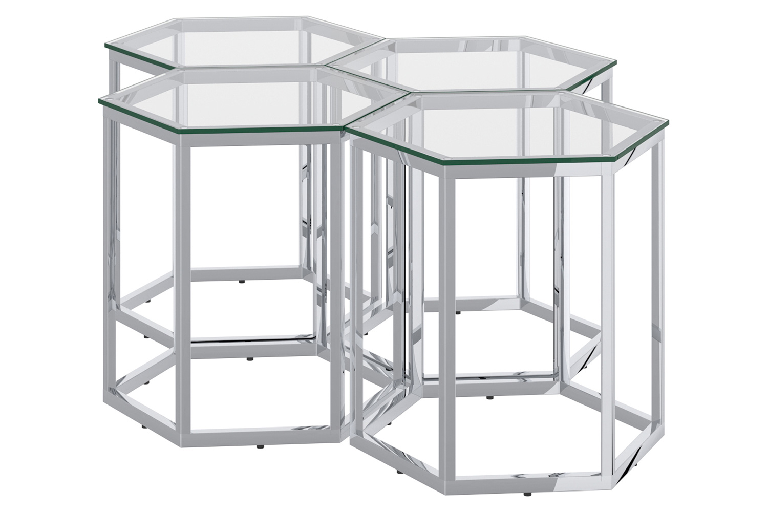 Worldwide Fleur Accent Table Set of 4 - Silver