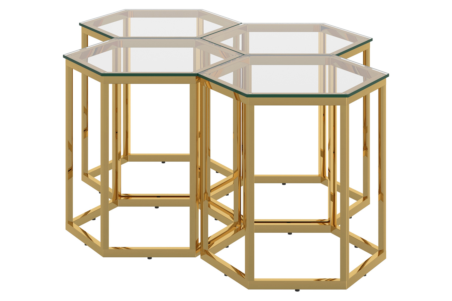 Worldwide Fleur Accent Table Set of 4 - Gold