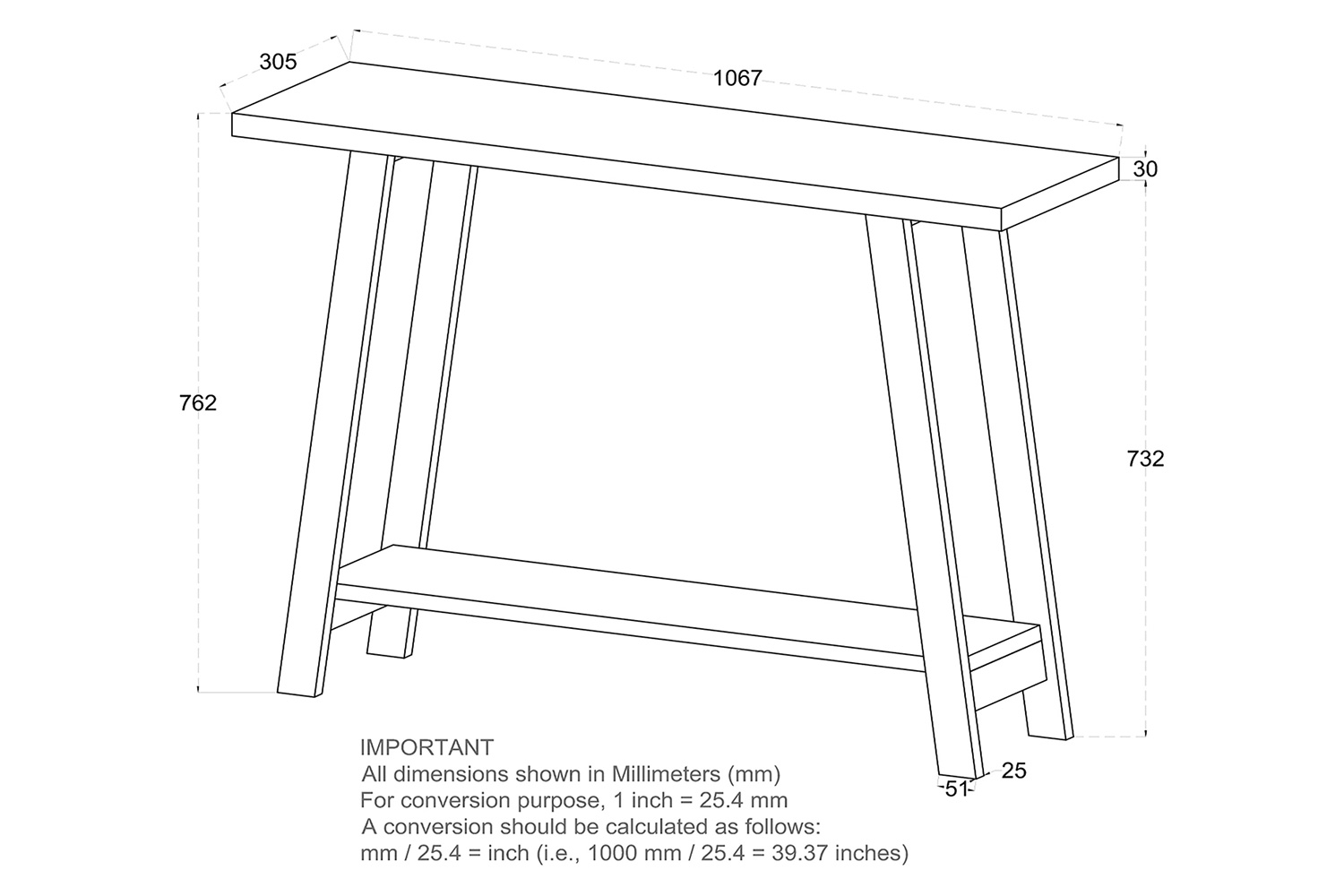 Worldwide Volsa Console Table - Walnut