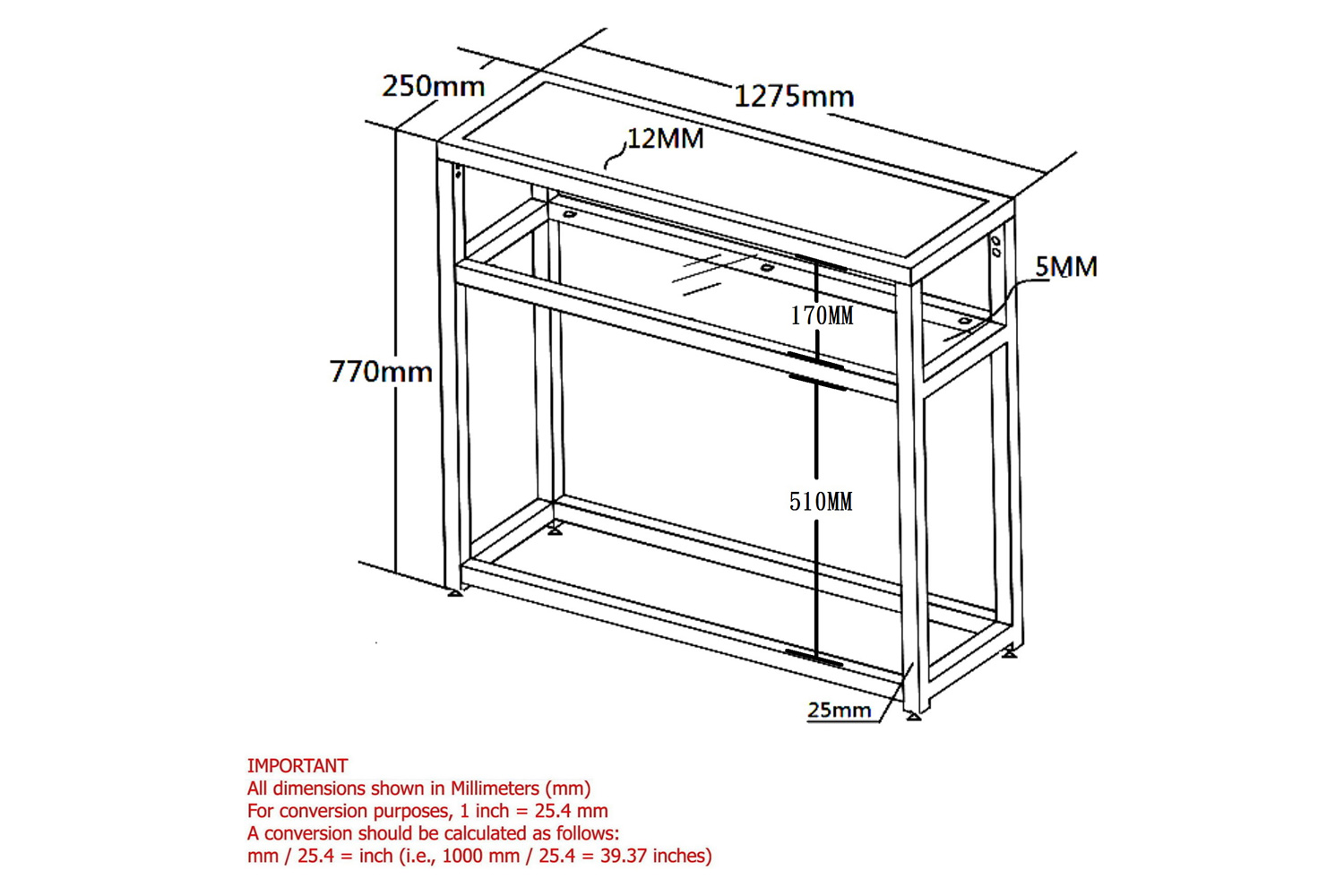 Worldwide - Quinn Console Table in Black