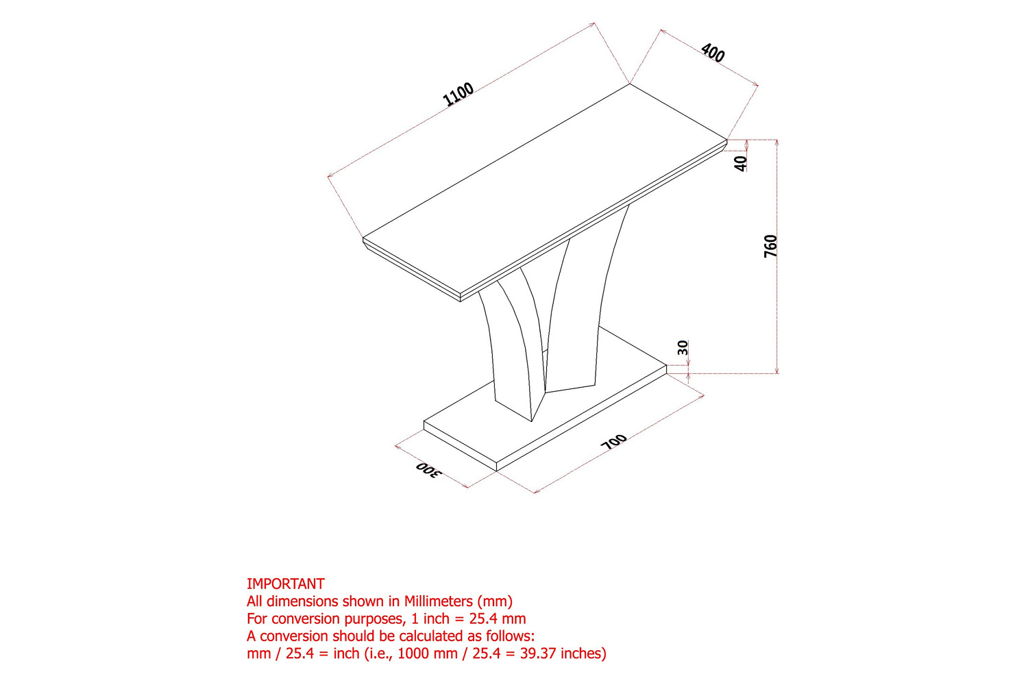 Worldwide - Napoli Console Table in Light Gray