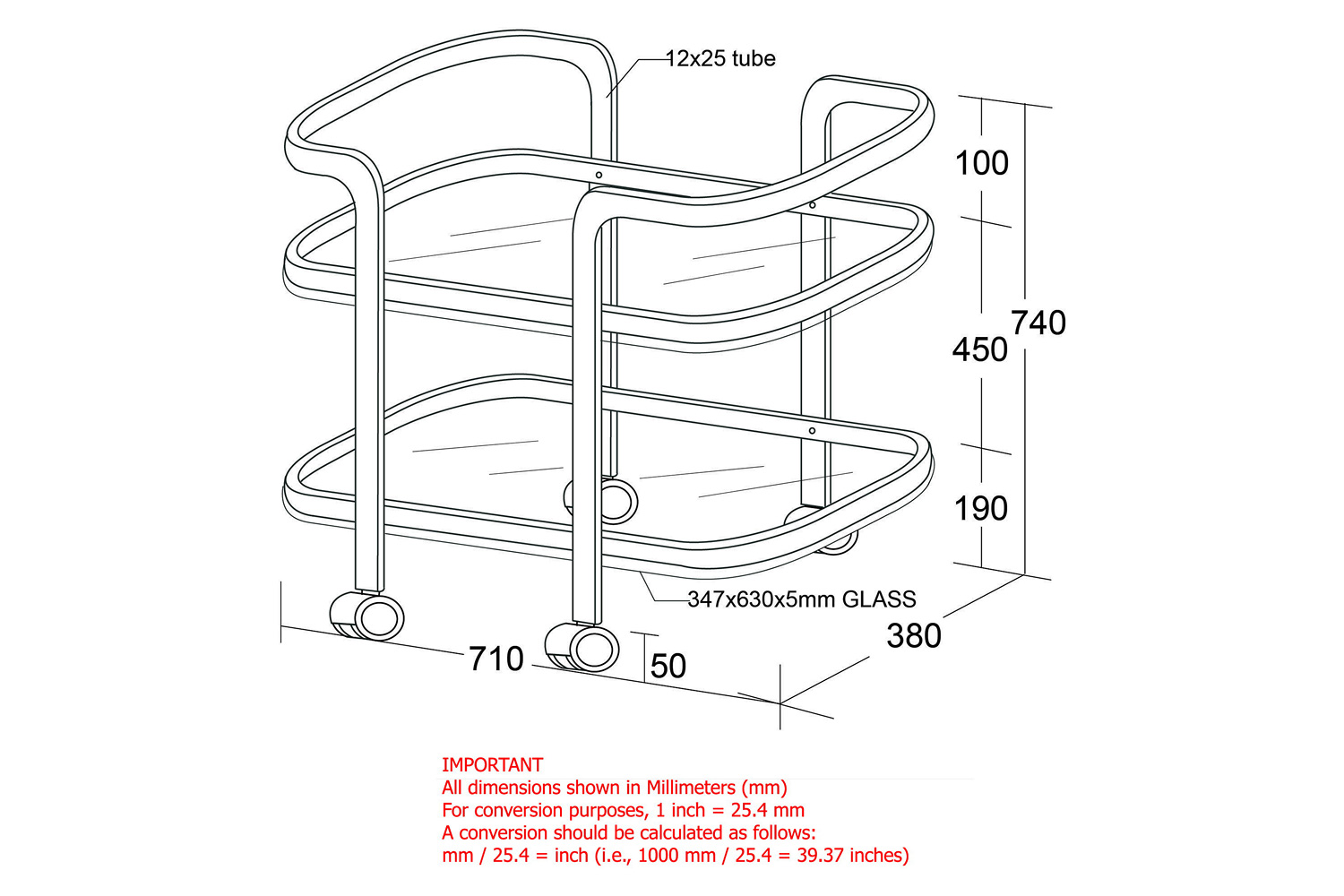 Worldwide Zedd 2-Tier Bar Cart - Chrome