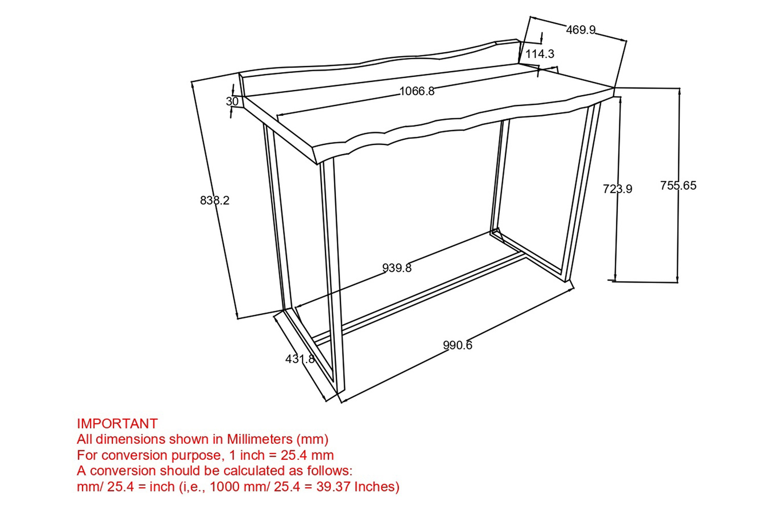 Worldwide - Jivin Desk in Natural/Black