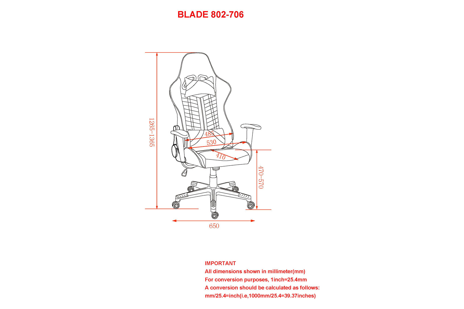 Worldwide Blade Office Chair - Blue/Black