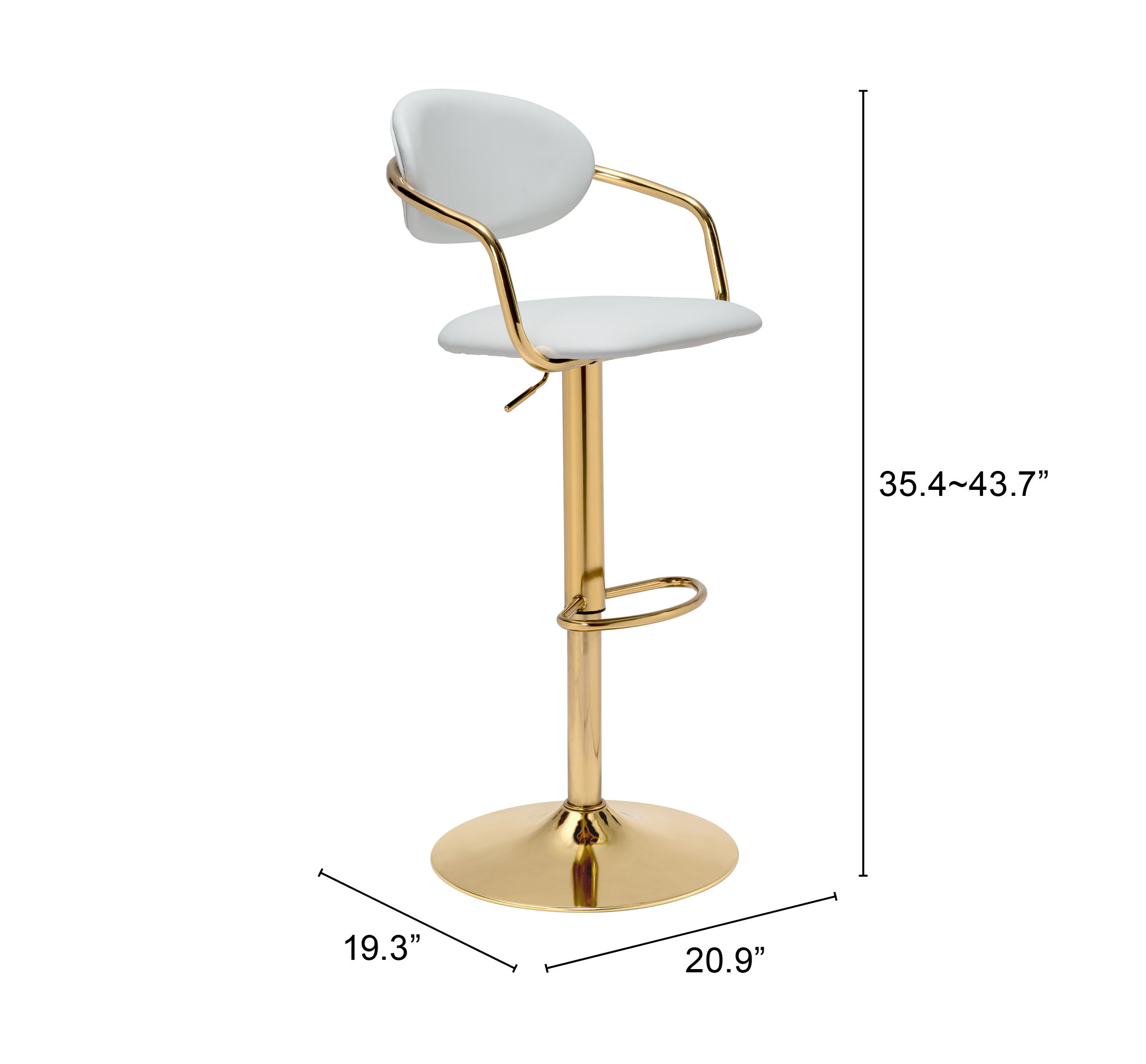 ZUO Gusto Barstool - White/Gold