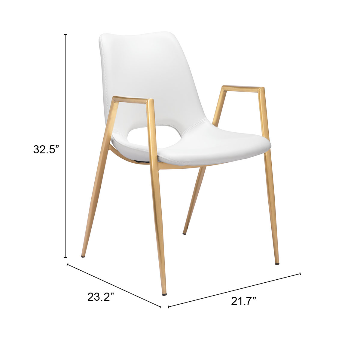 ZUO Desi Dining Chair (Set of 2) - White/Gold