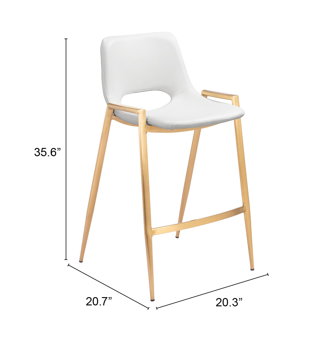 ZUO Desi Counter Stool (Set of 2) - White/Gold