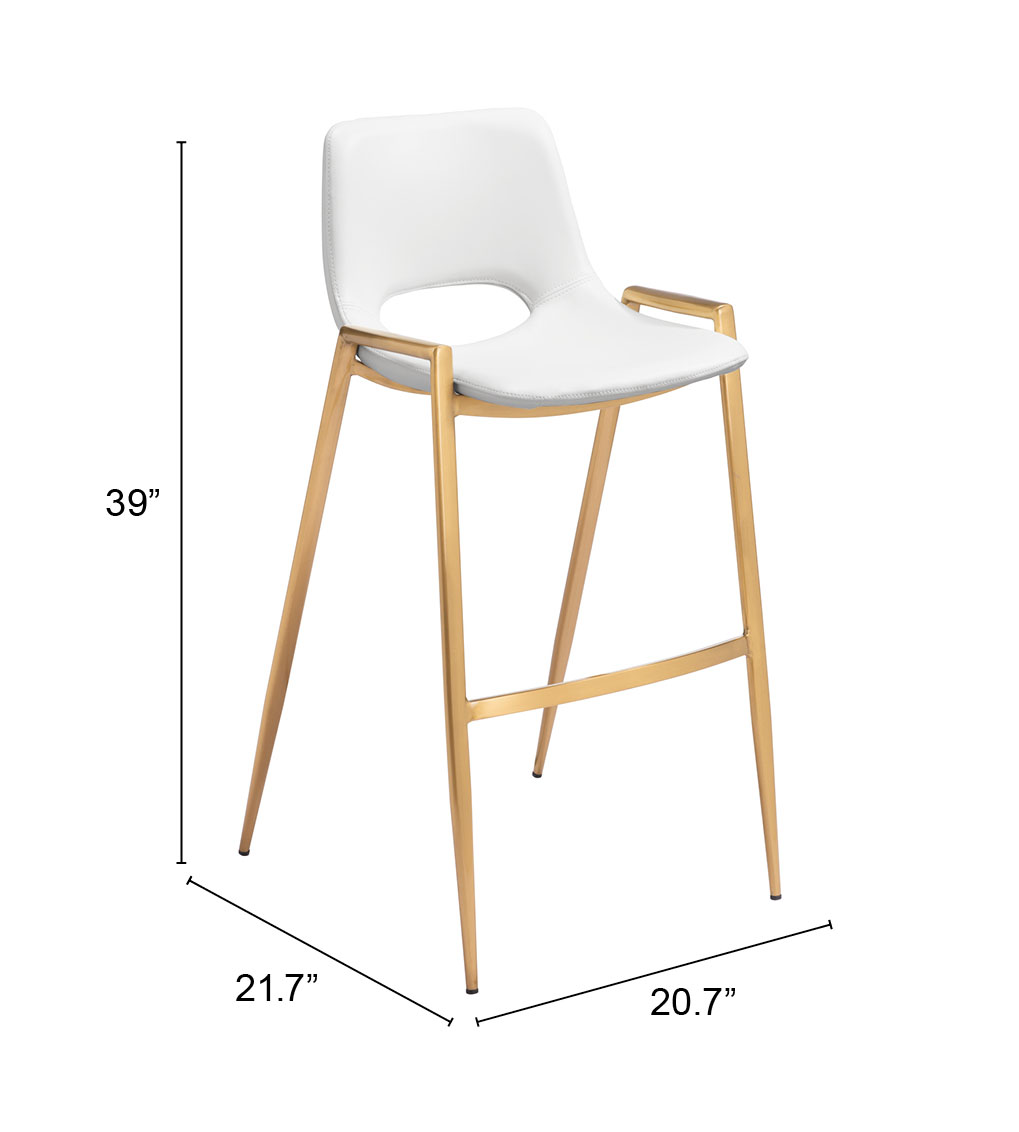 ZUO Desi Barstool (Set of 2) - White/Gold