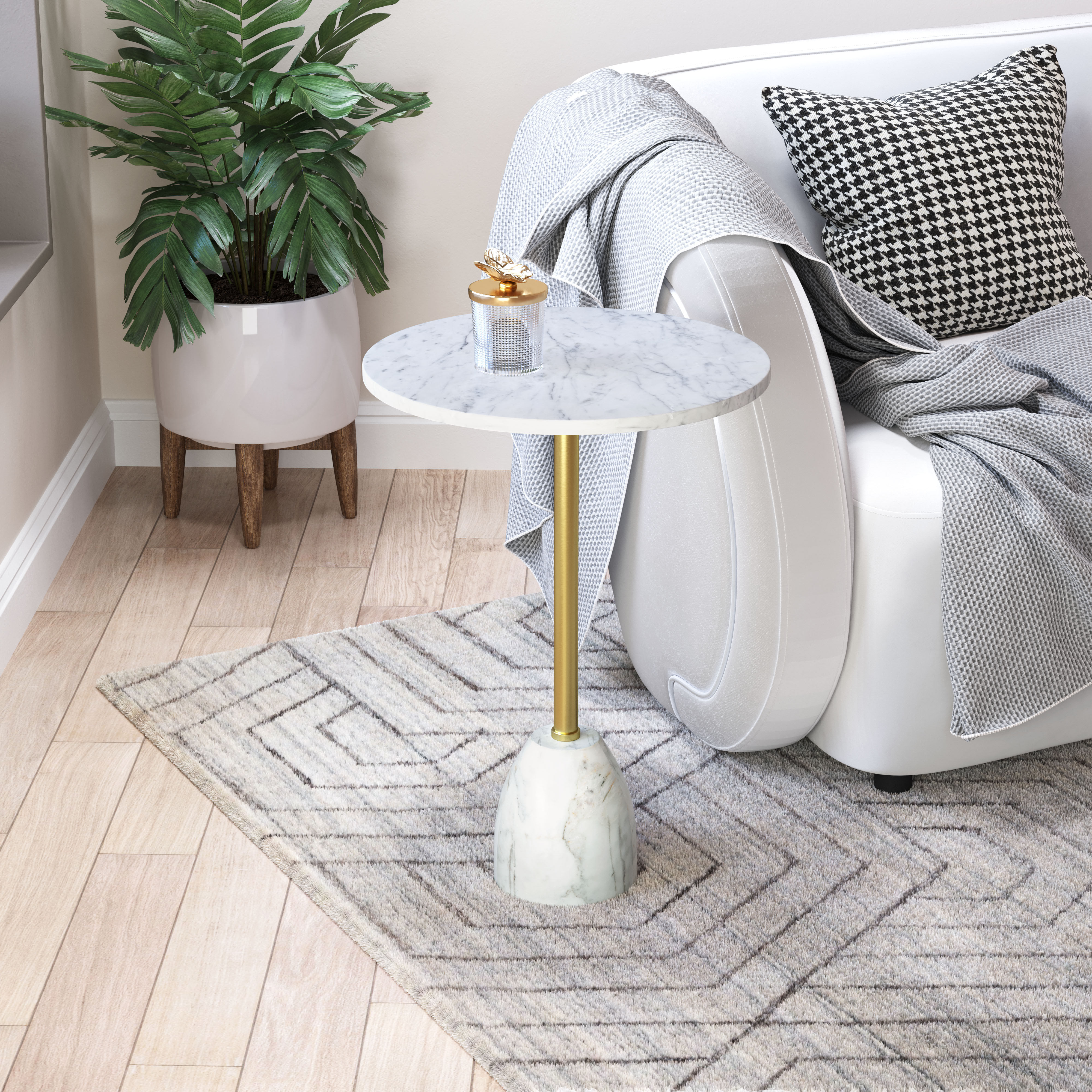 ZUO - Cynthia Side Table in White/Gold