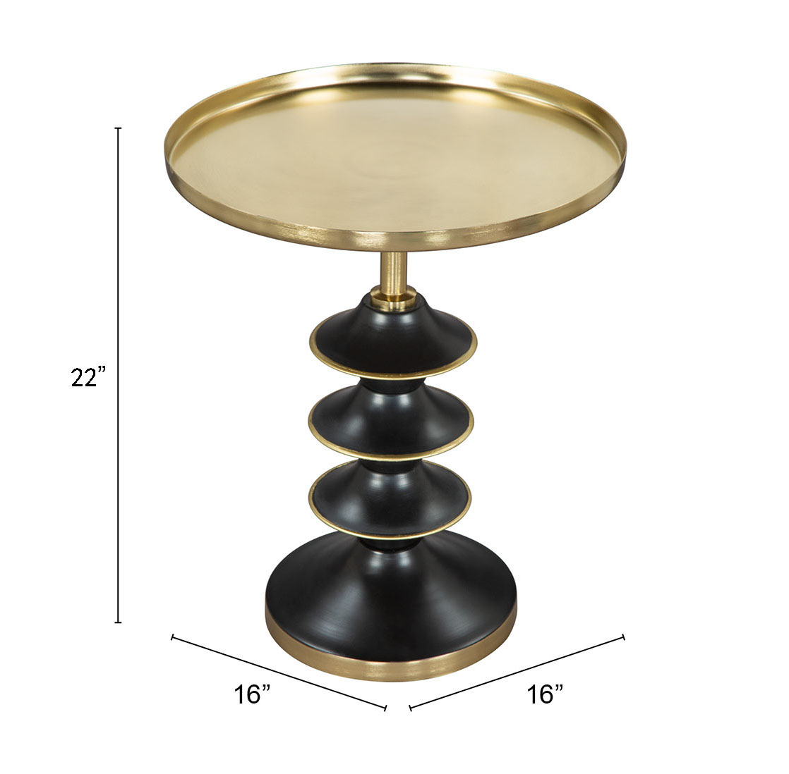 ZUO - Donahue Side Table in Gold/Black