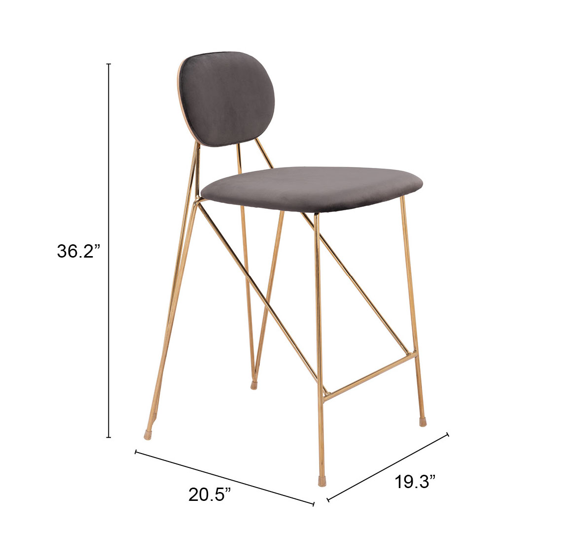 ZUO - Georges Counter Stool (Set of 2) in Gray/Gold