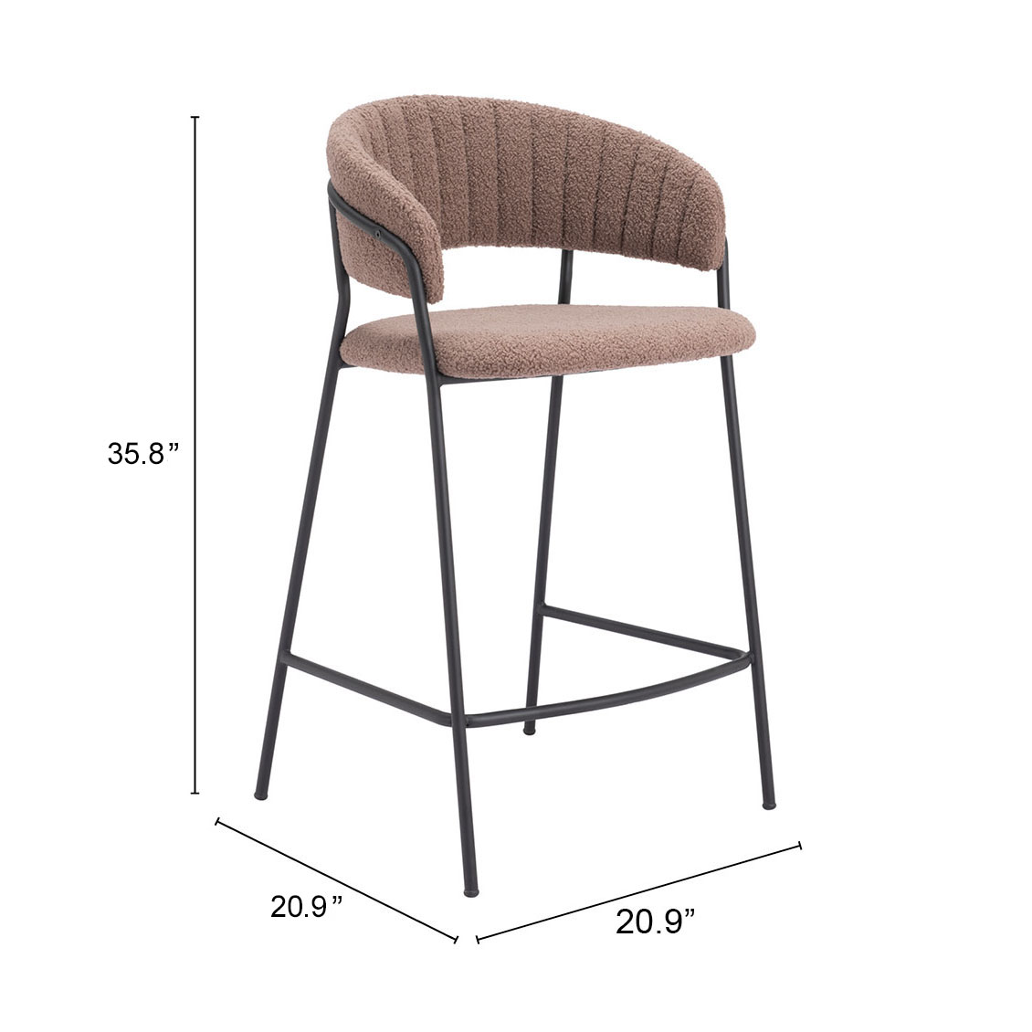 ZUO Josephine Counter Stool (Set of 2) - Brown