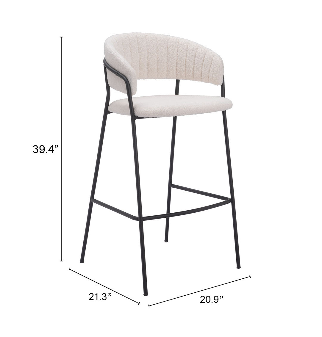 ZUO Josephine Barstool (Set of 2) - Cream