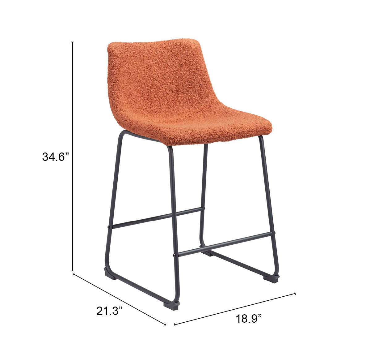 ZUO Smart Counter Stool (Set of 2) - Burnt Orange