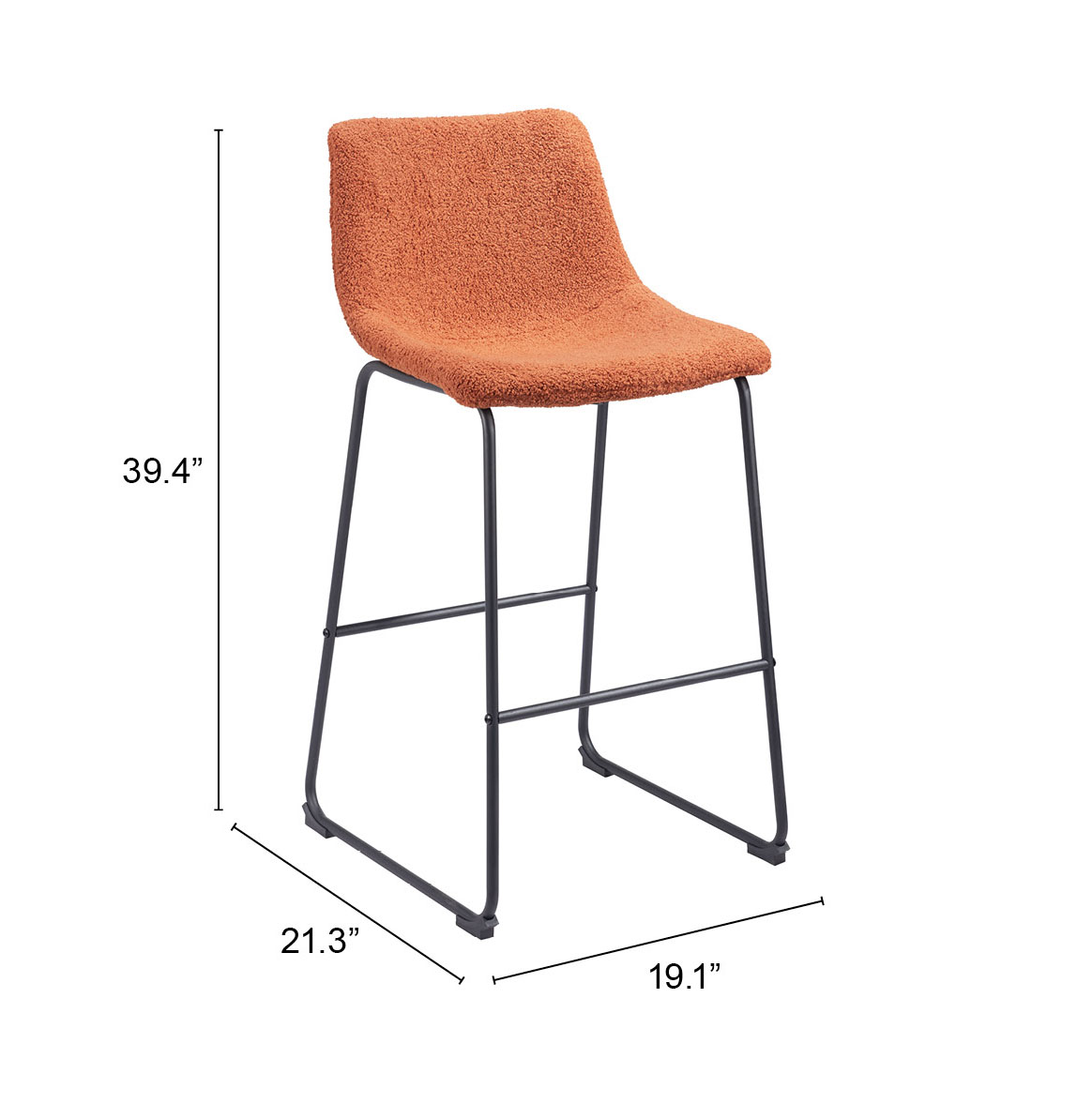 ZUO Smart Barstool (Set of 2) - Burnt Orange