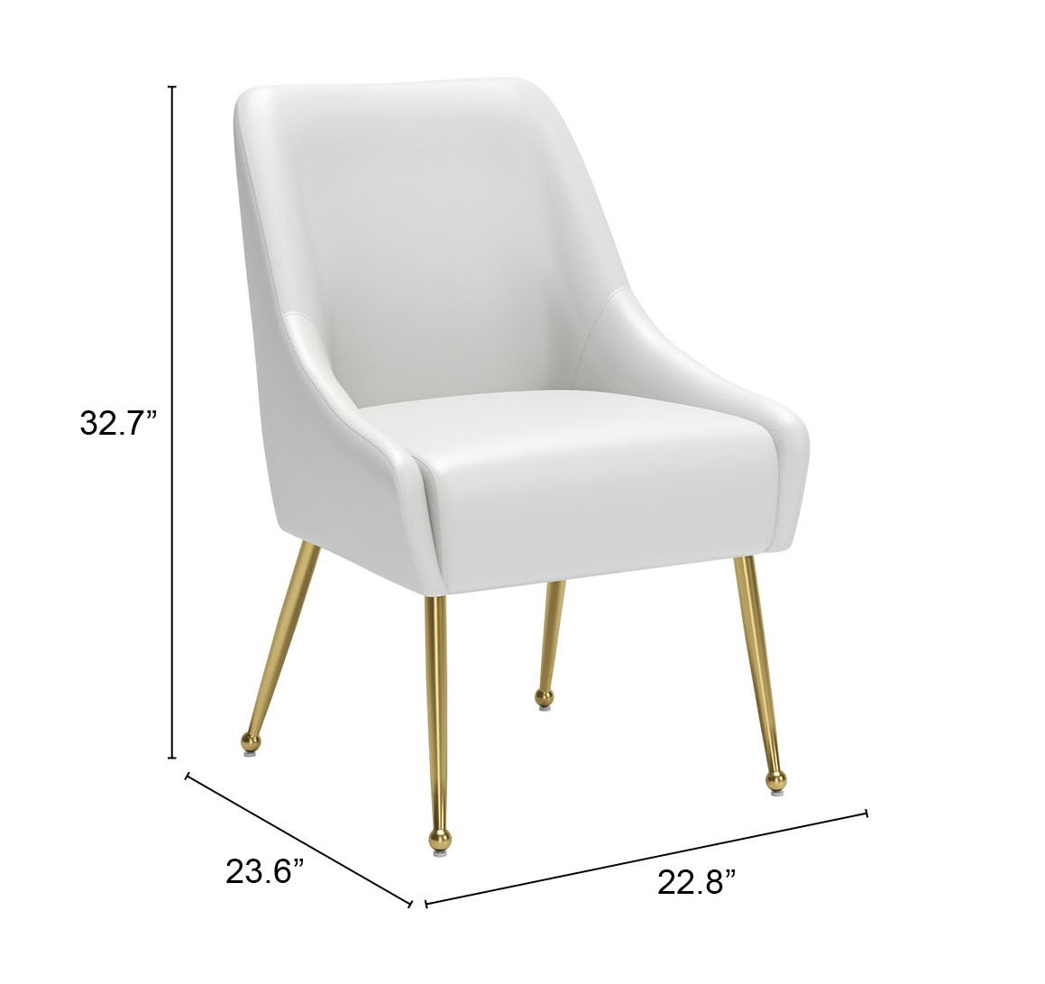 ZUO Maxine Dining Chair - White/Gold