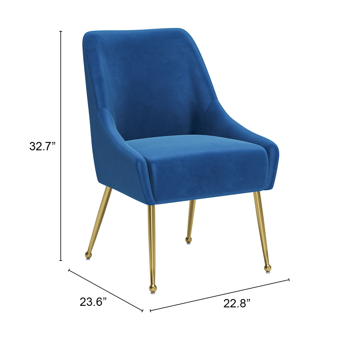 ZUO Maxine Dining Chair - Navy Blue/Gold