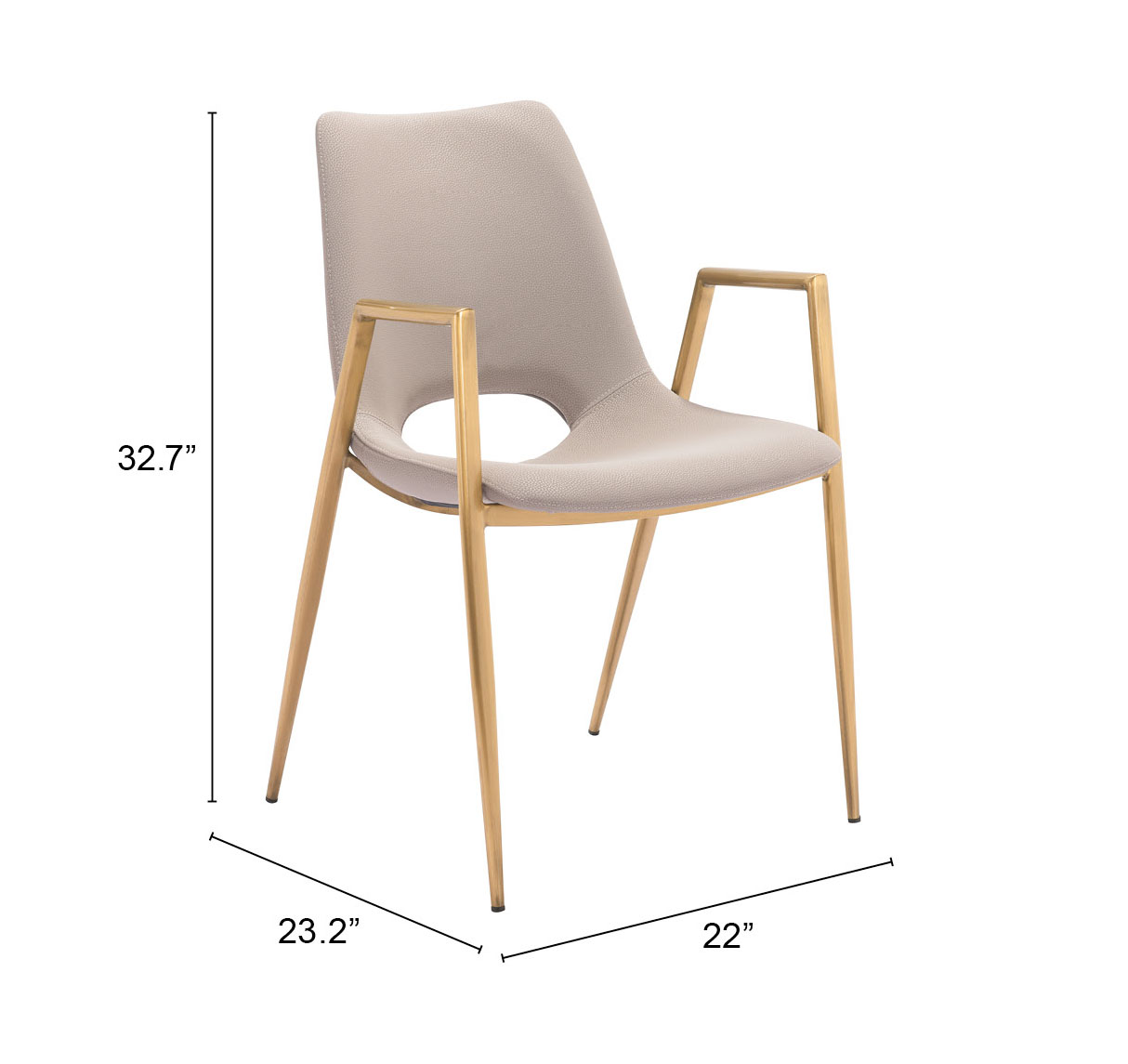 ZUO Desi Dining Chair (Set of 2) - Beige/Gold