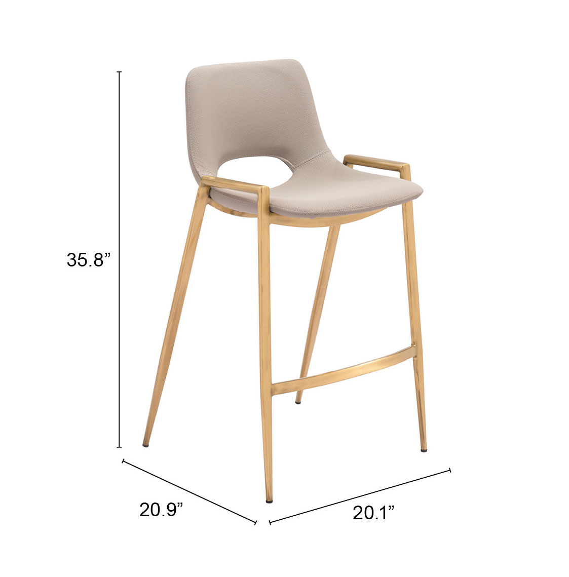 ZUO Desi Counter Stool (Set of 2) - Beige/Gold