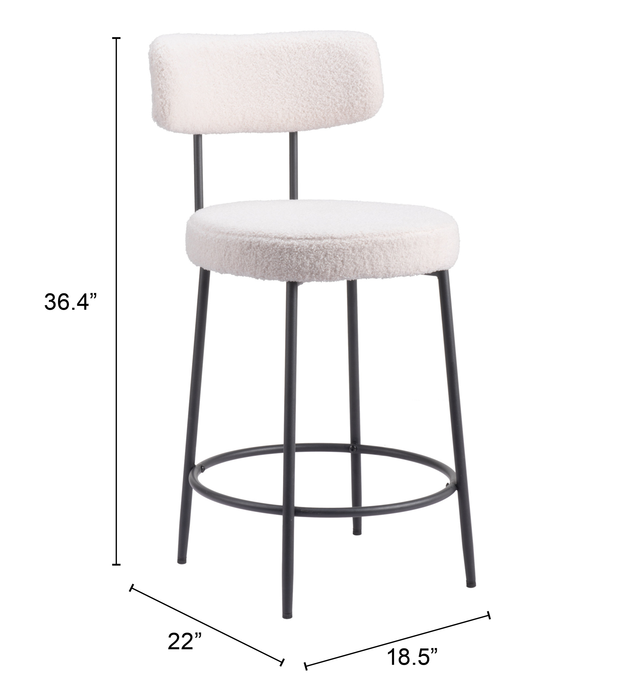 ZUO - Blanca Counter Stool (Set of 2) in Ivory