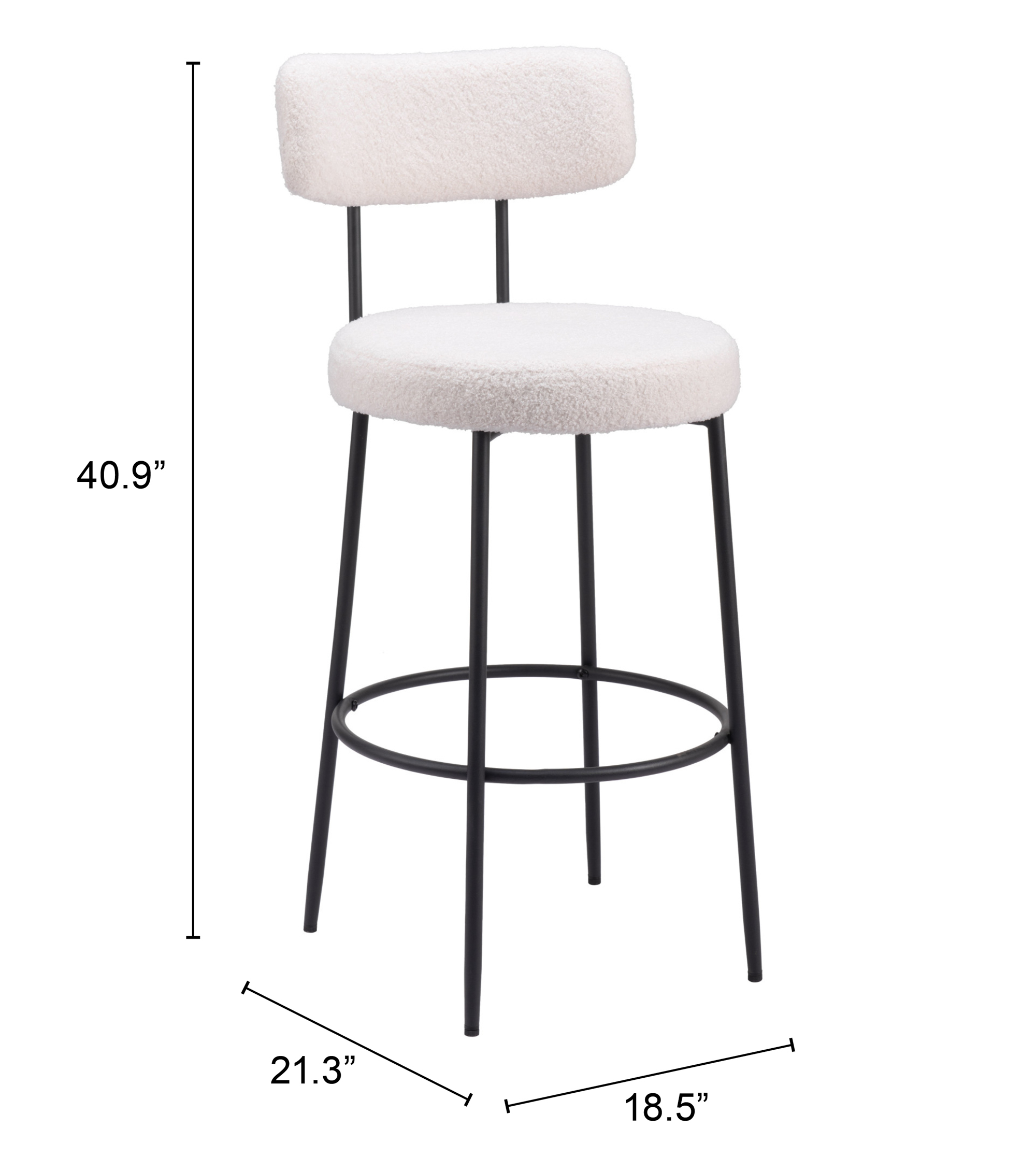 ZUO - Blanca Barstool (Set of 2) in Ivory