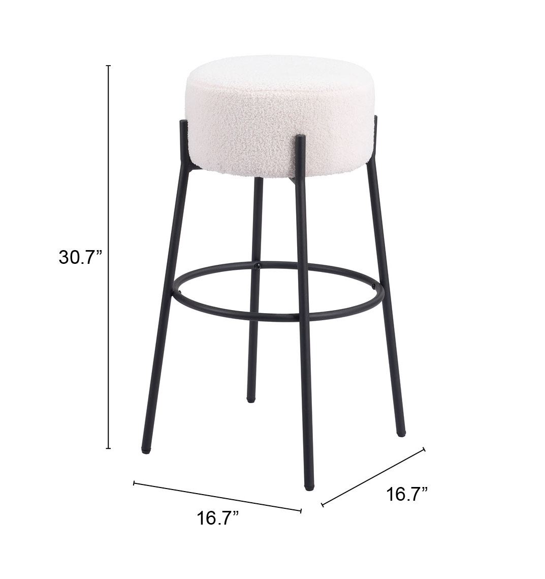 ZUO - Blanche Barstool (Set of 2) in Ivory