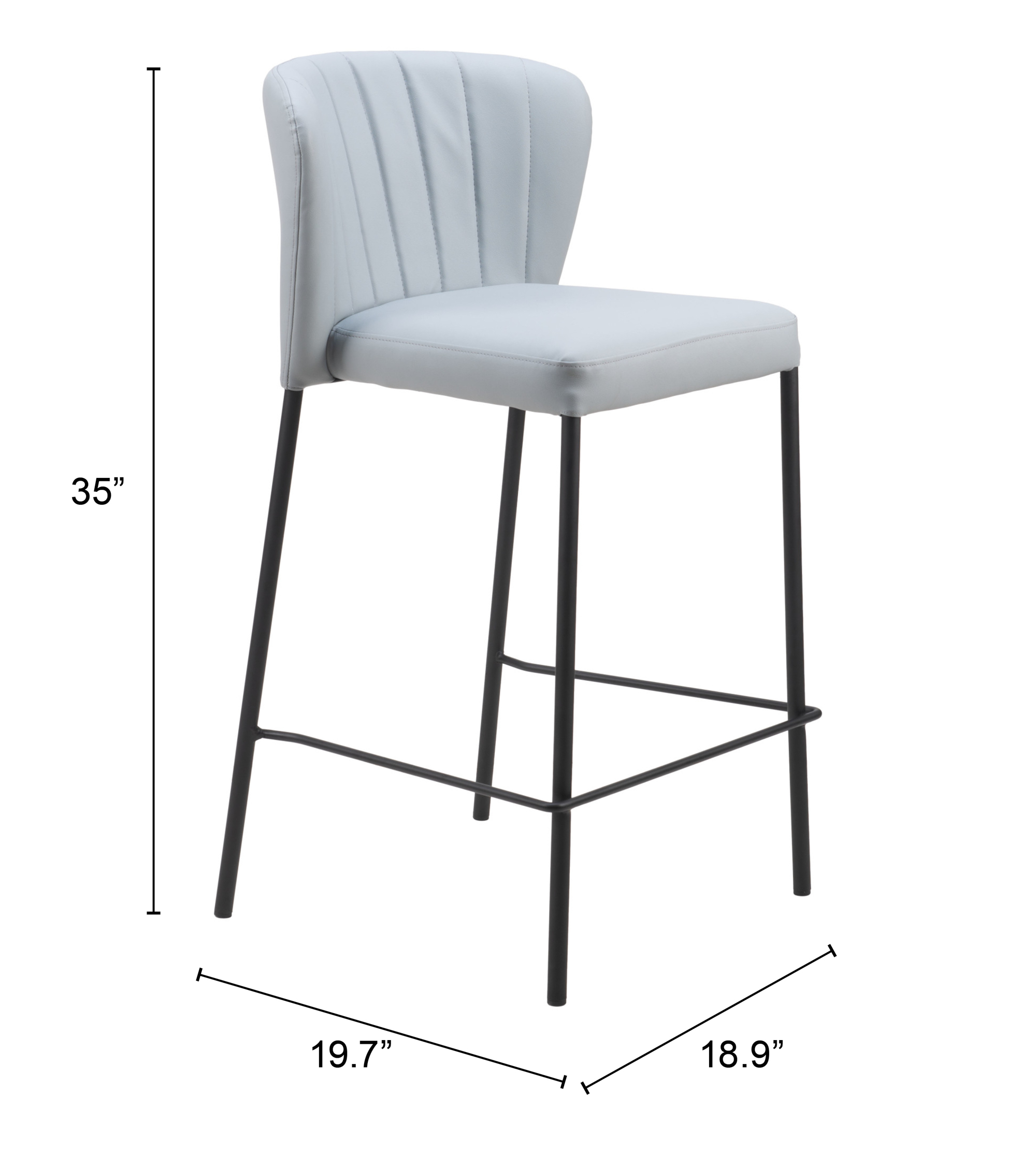 ZUO Linz Counter Stool (Set of 2) - Gray