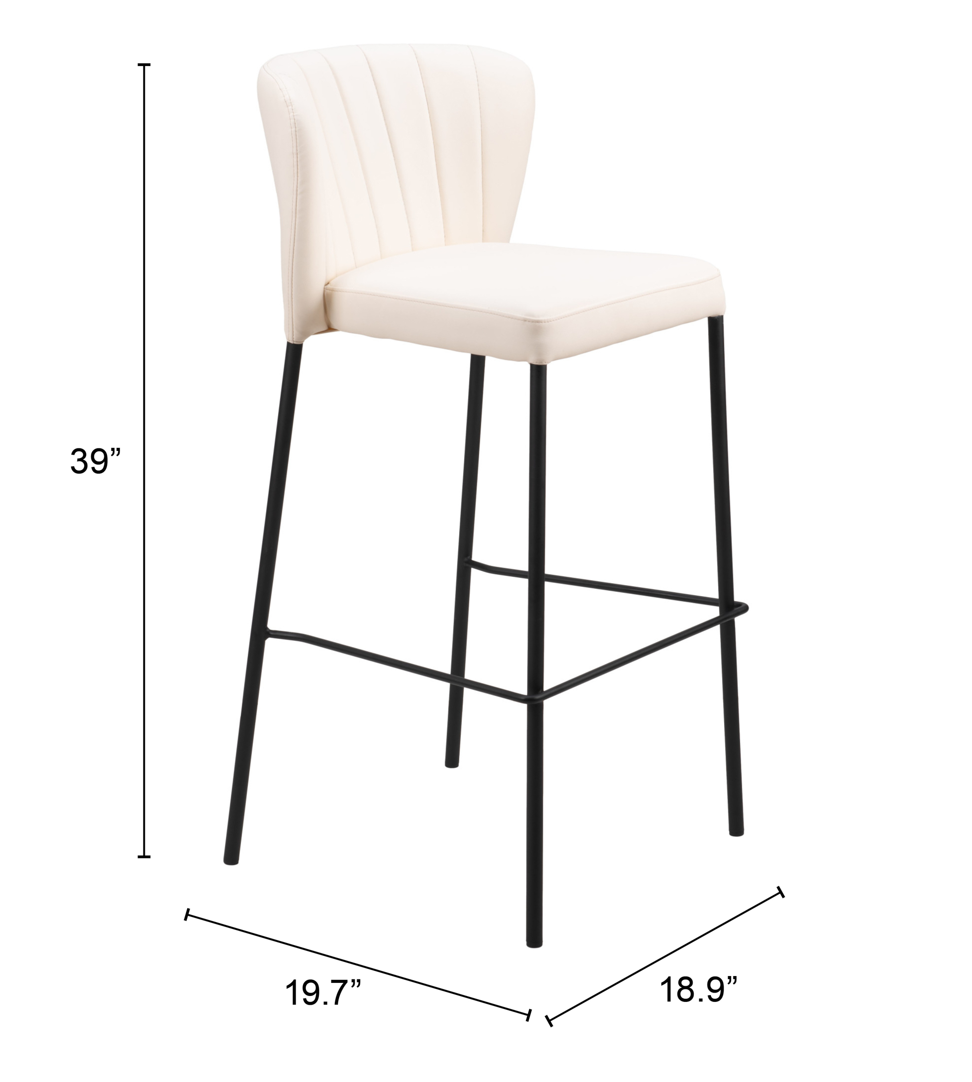 ZUO Linz Barstool (Set of 2) - Cream