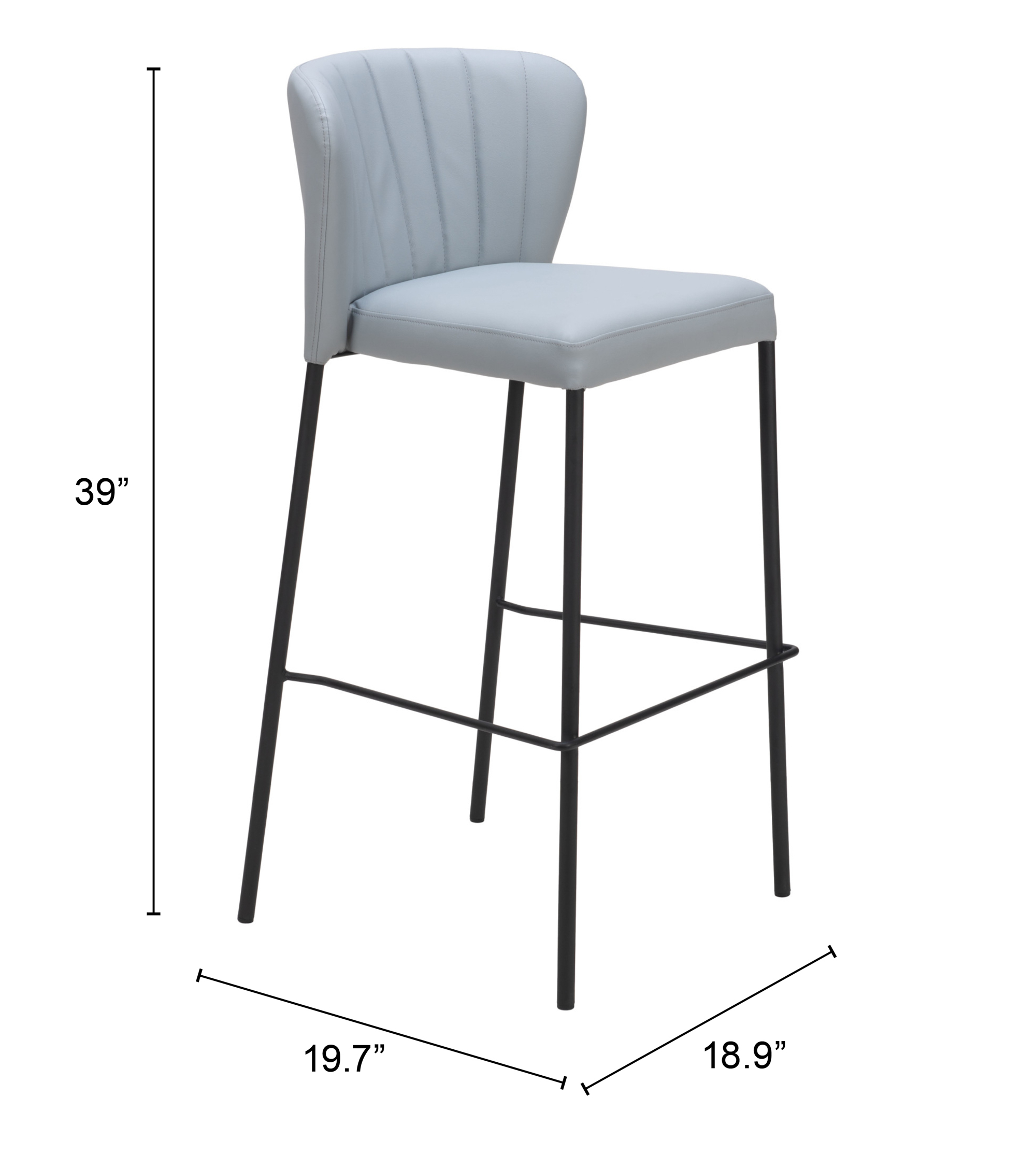 ZUO Linz Barstool (Set of 2) - Gray