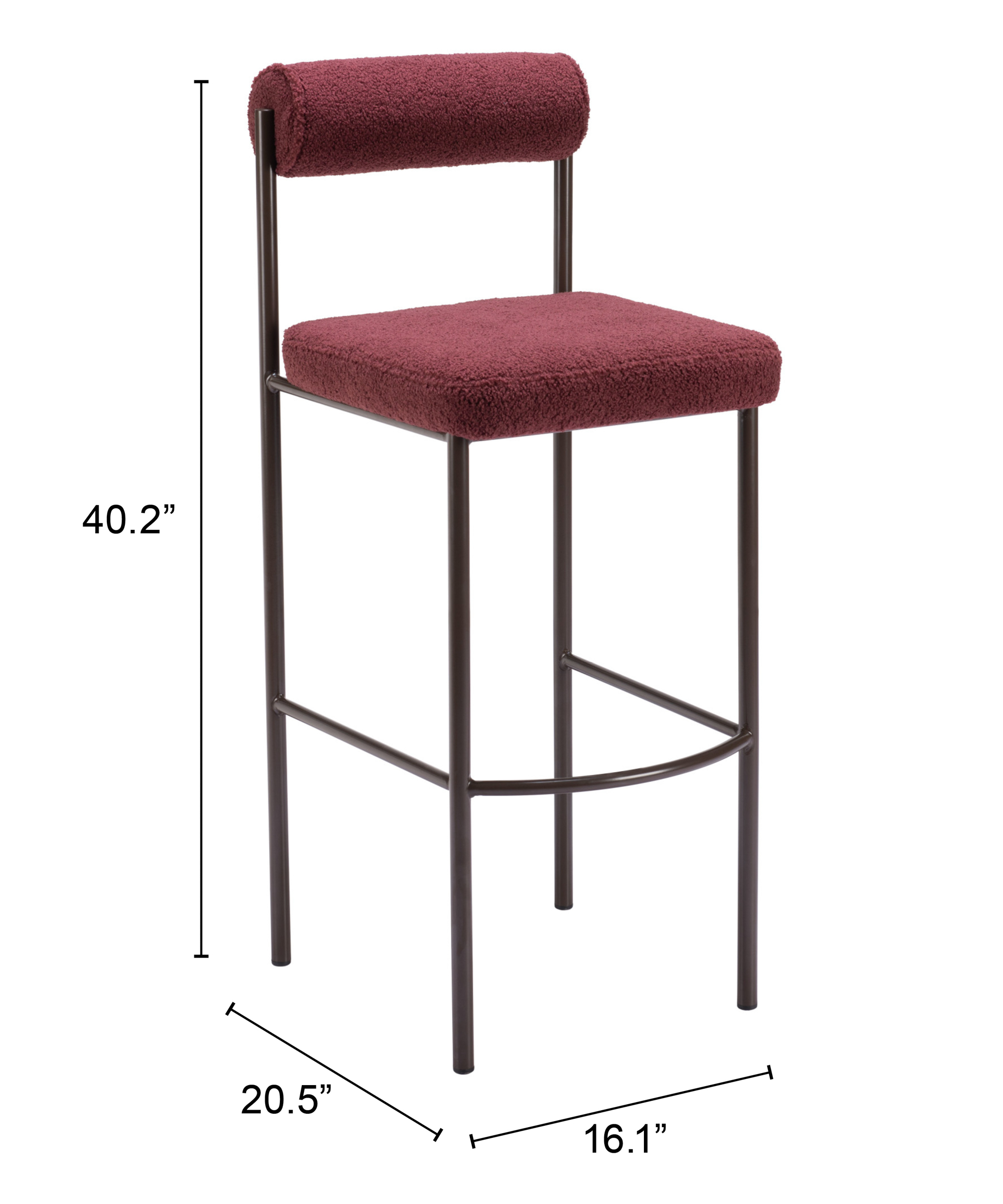 ZUO Livorno Barstool (Set of 2) - Red/Bronze