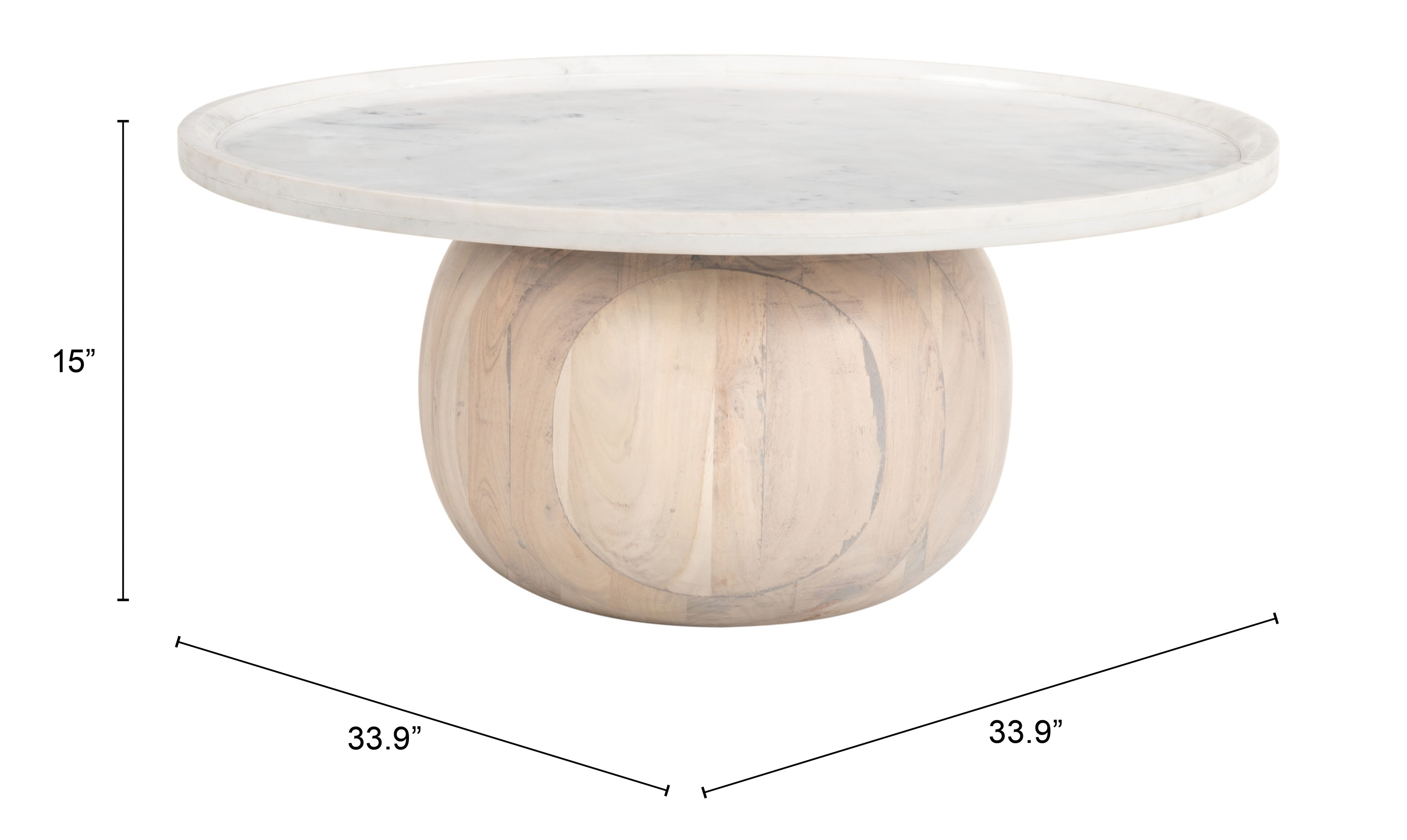 ZUO - Savona Coffee Table in White/Natural