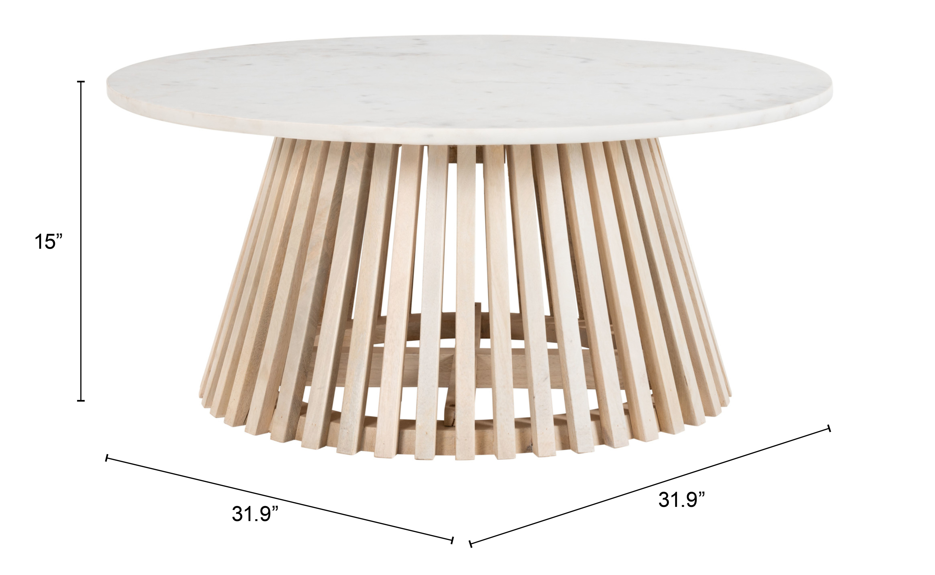 ZUO - Mazara Coffee Table in White/Natural