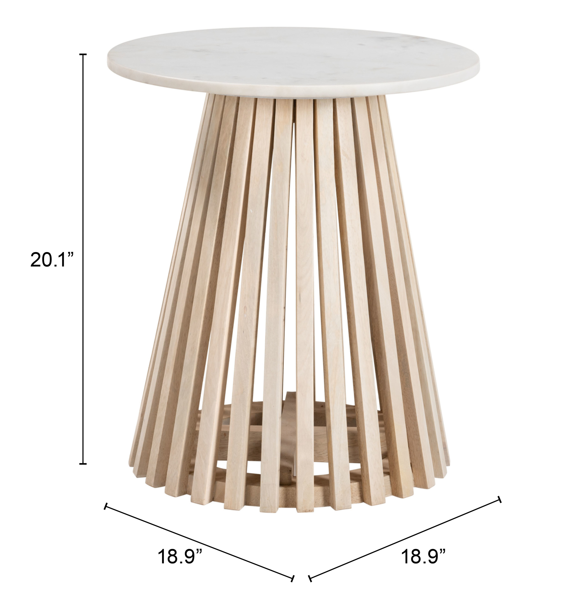 ZUO - Mazara Side Table in White/Natural