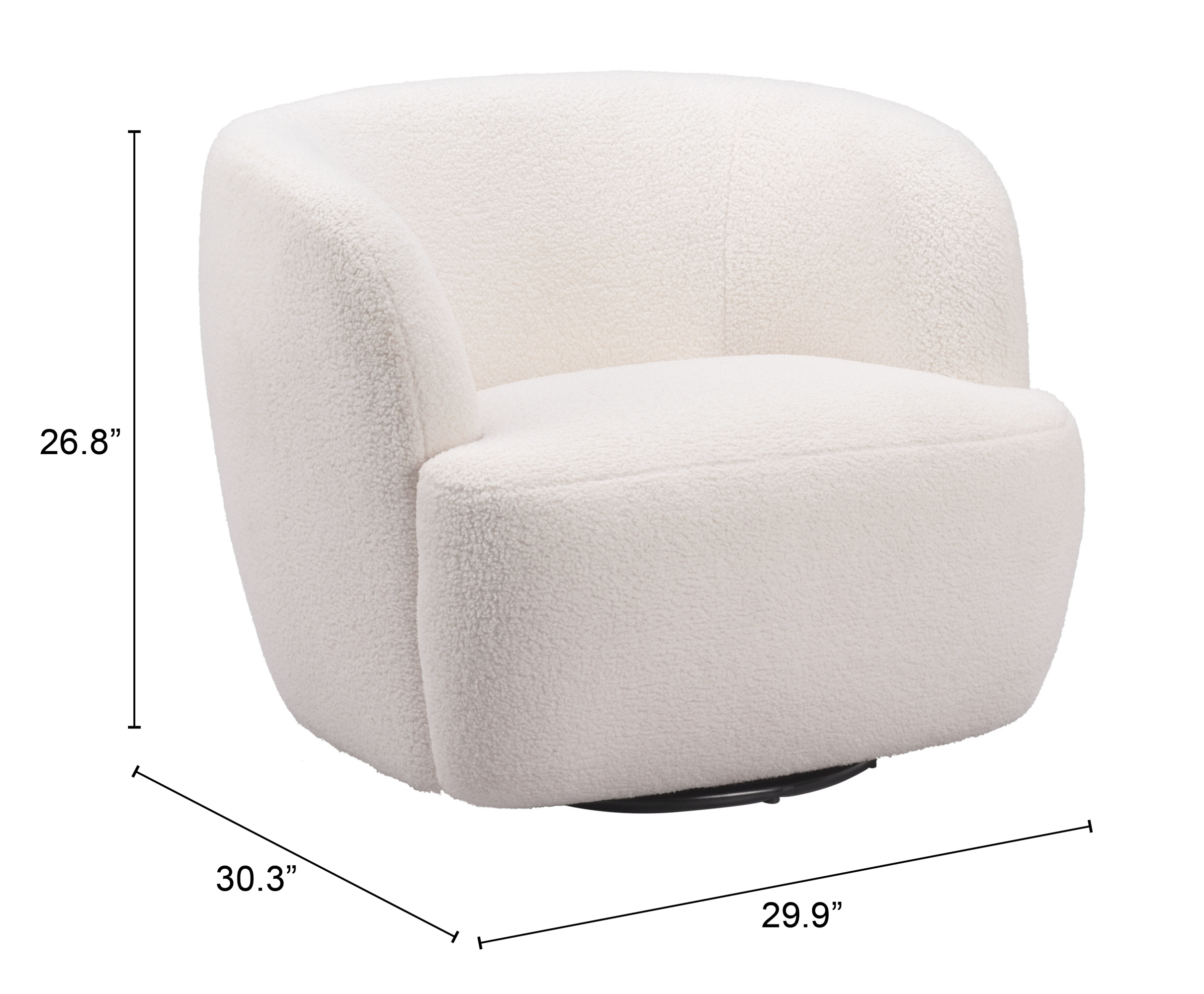 ZUO Govan Swivel Chair - Ivory