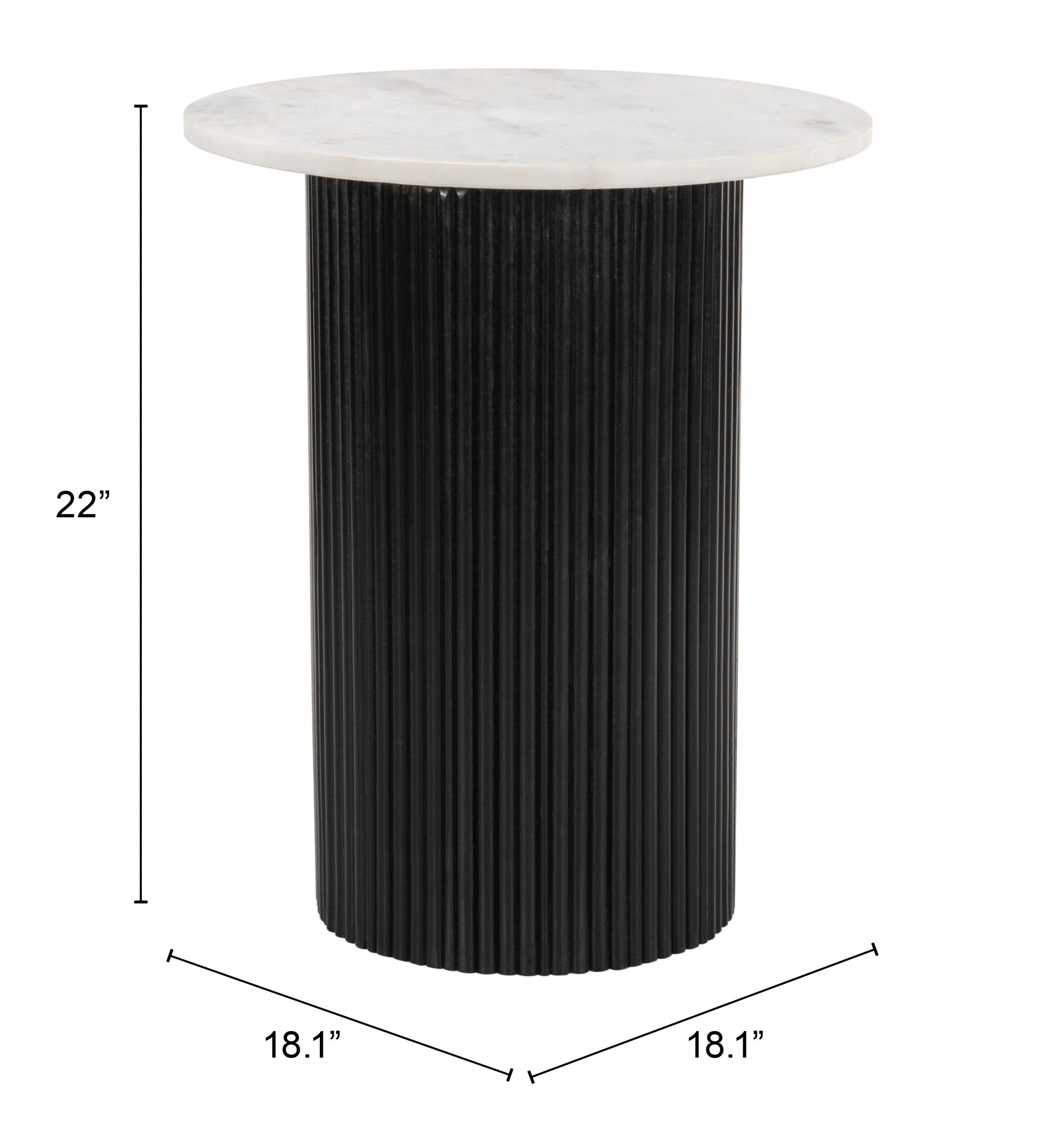 ZUO - Izola Side Table in White/Black