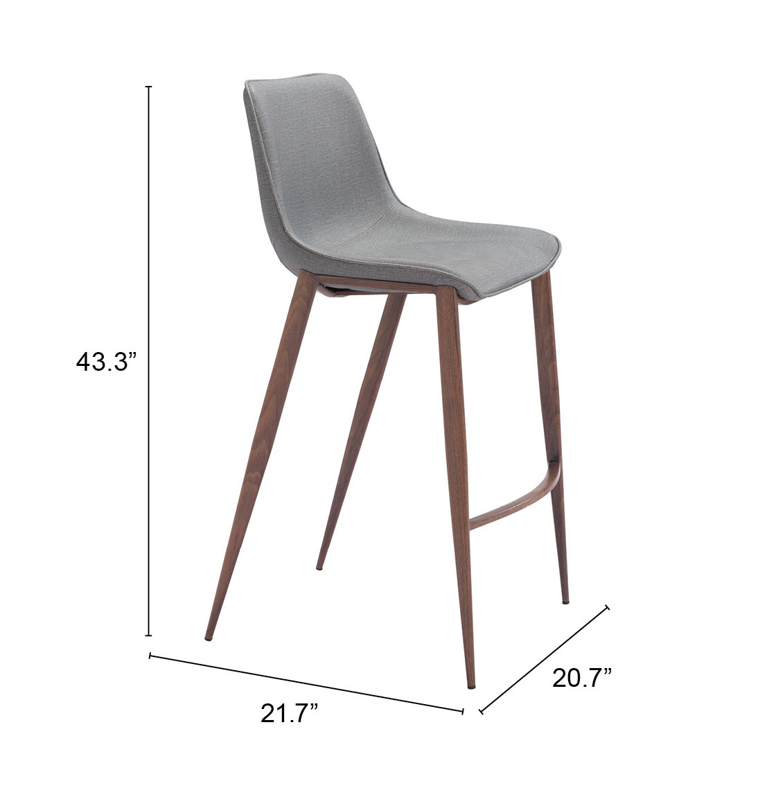 ZUO Magnus Barstool (Set of 2) - Slate Gray/Walnut